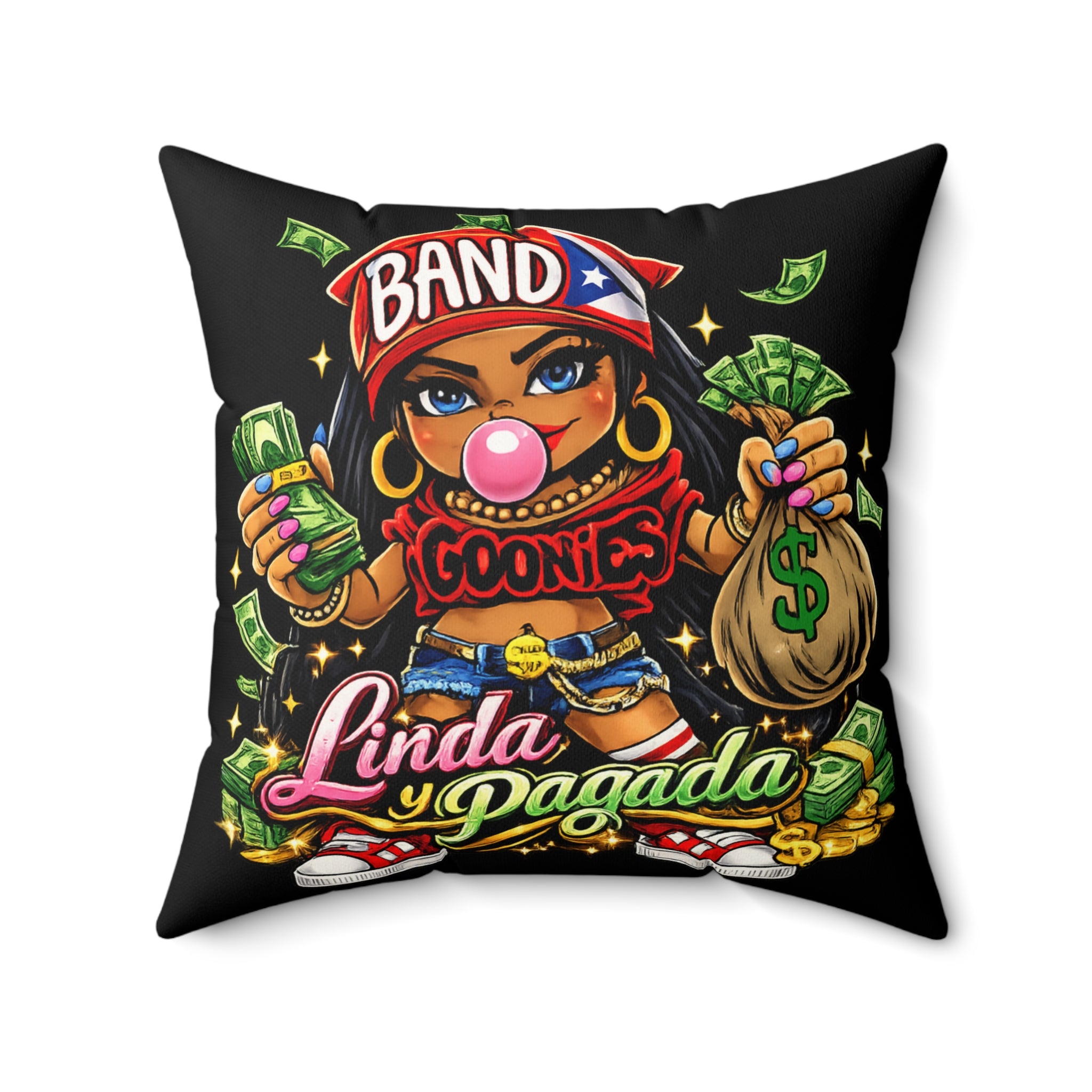 Faux Suede Square Pillow | Red Girl Goonie "Linda y Pagada"