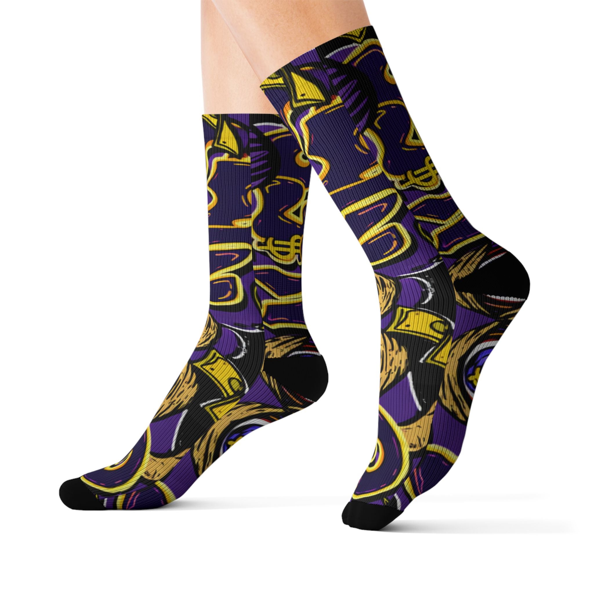 Purple & Yellow Band Goonie Socks