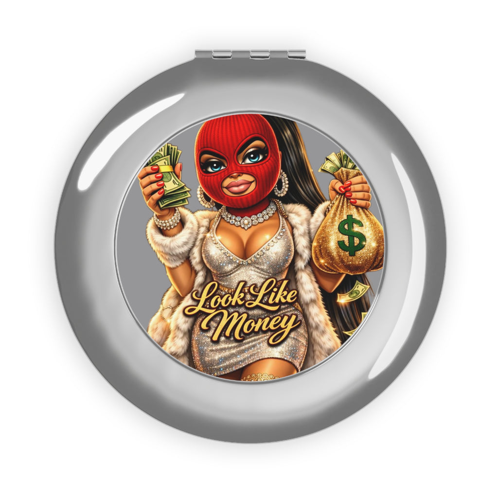 Compact Travel Mirror | Red Girl Goonie "Looks Like Money"
