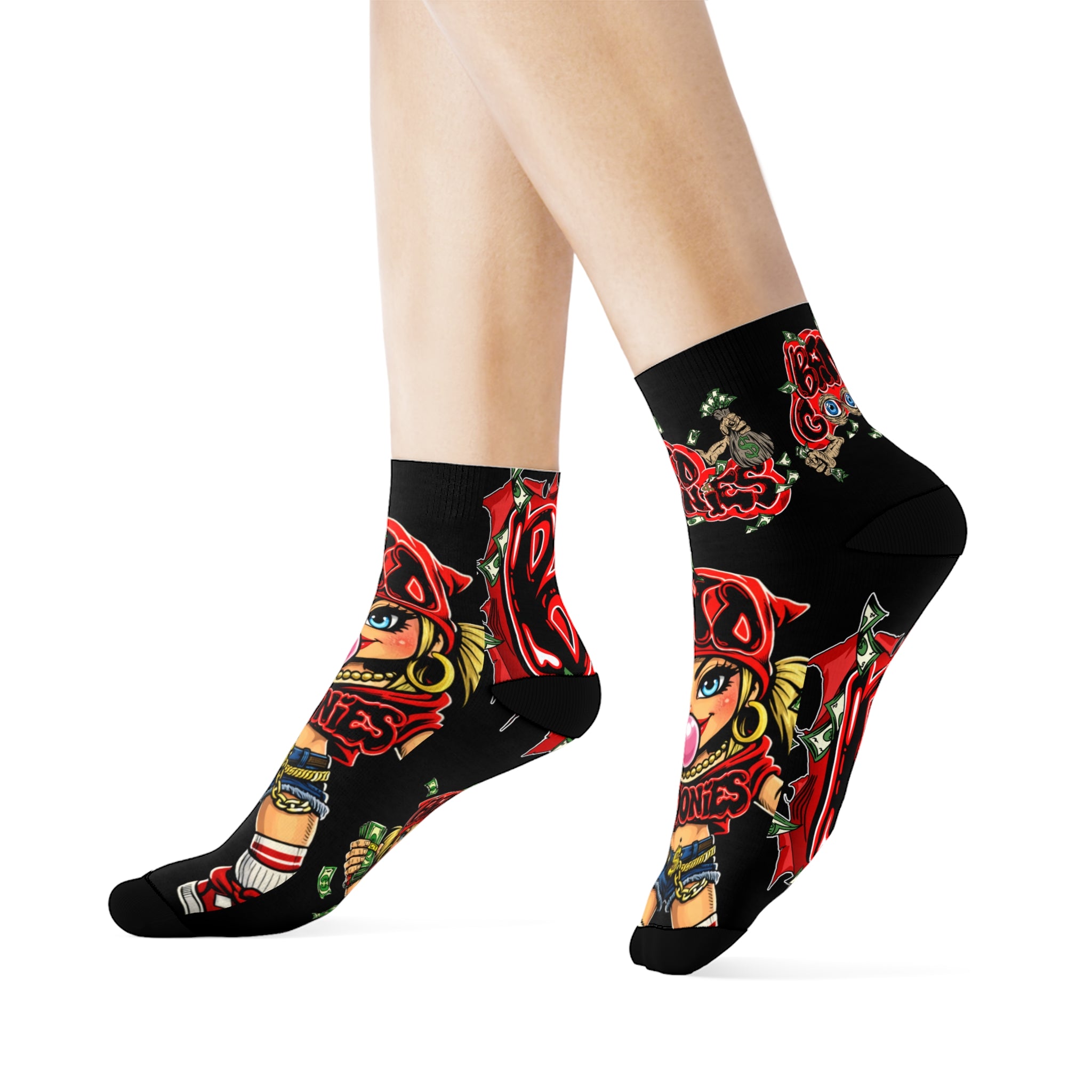Red Girl Goonie Crew Socks