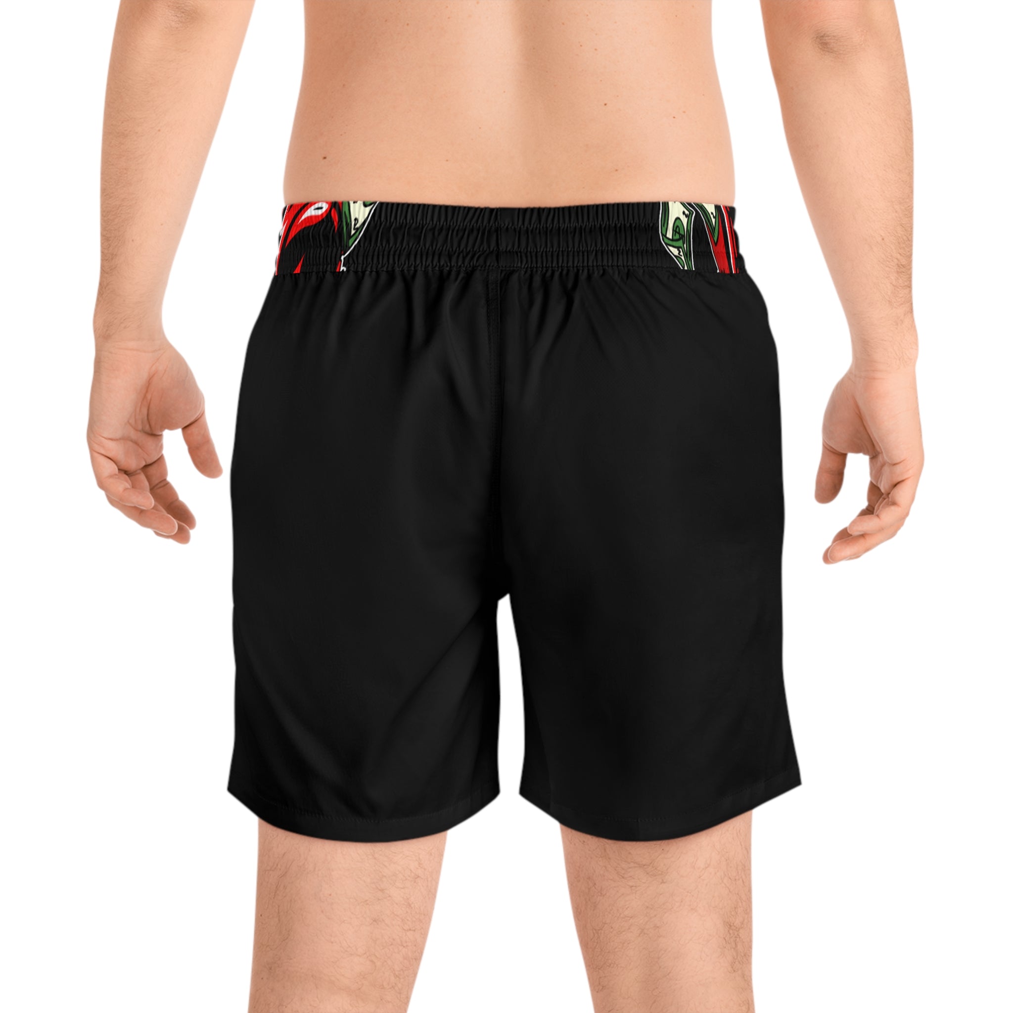 Men's Mid-Length Swim Shorts | Black & Red