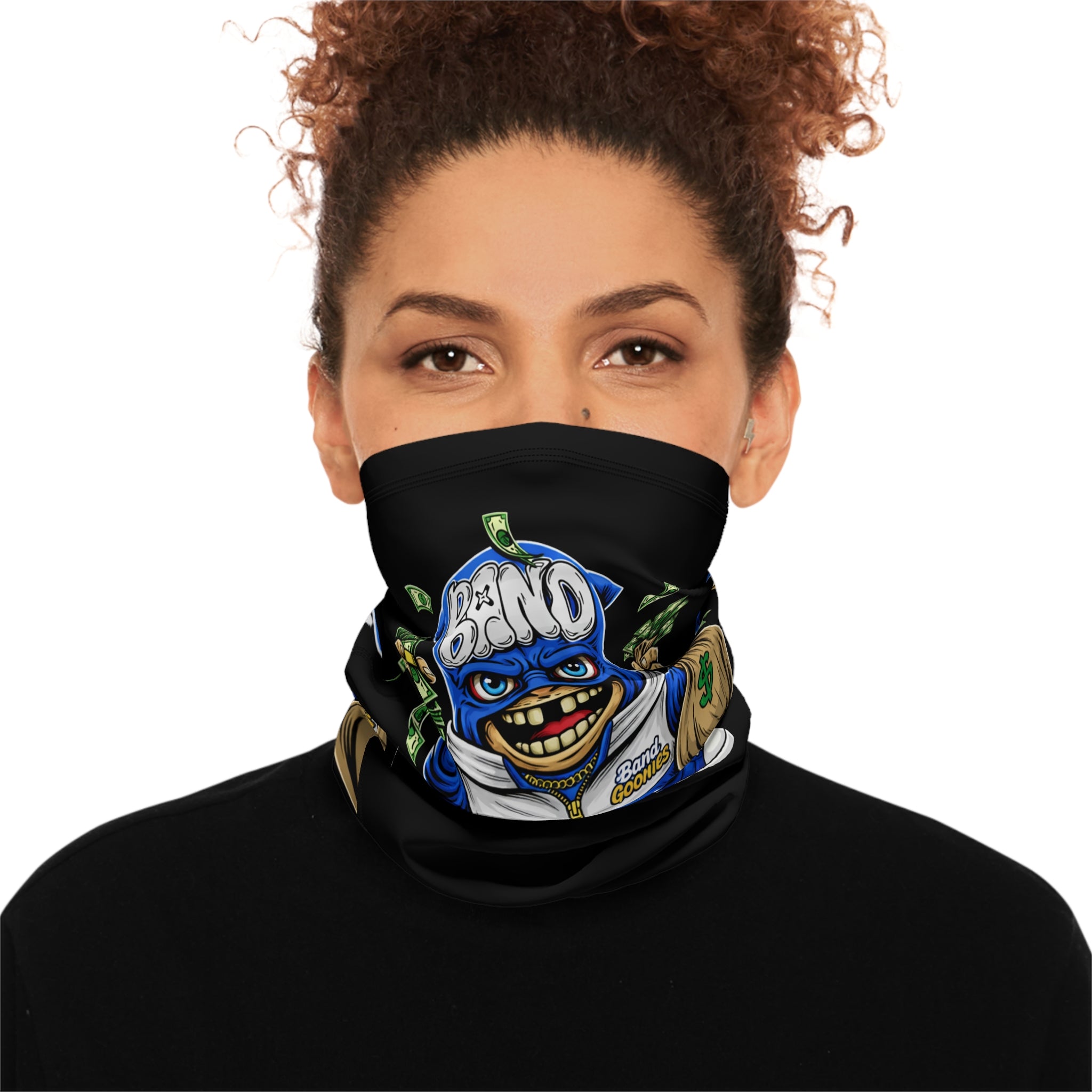 Winter Neck Gaiter with Drawstring | Blue Goonie "Money Follows Mindset"