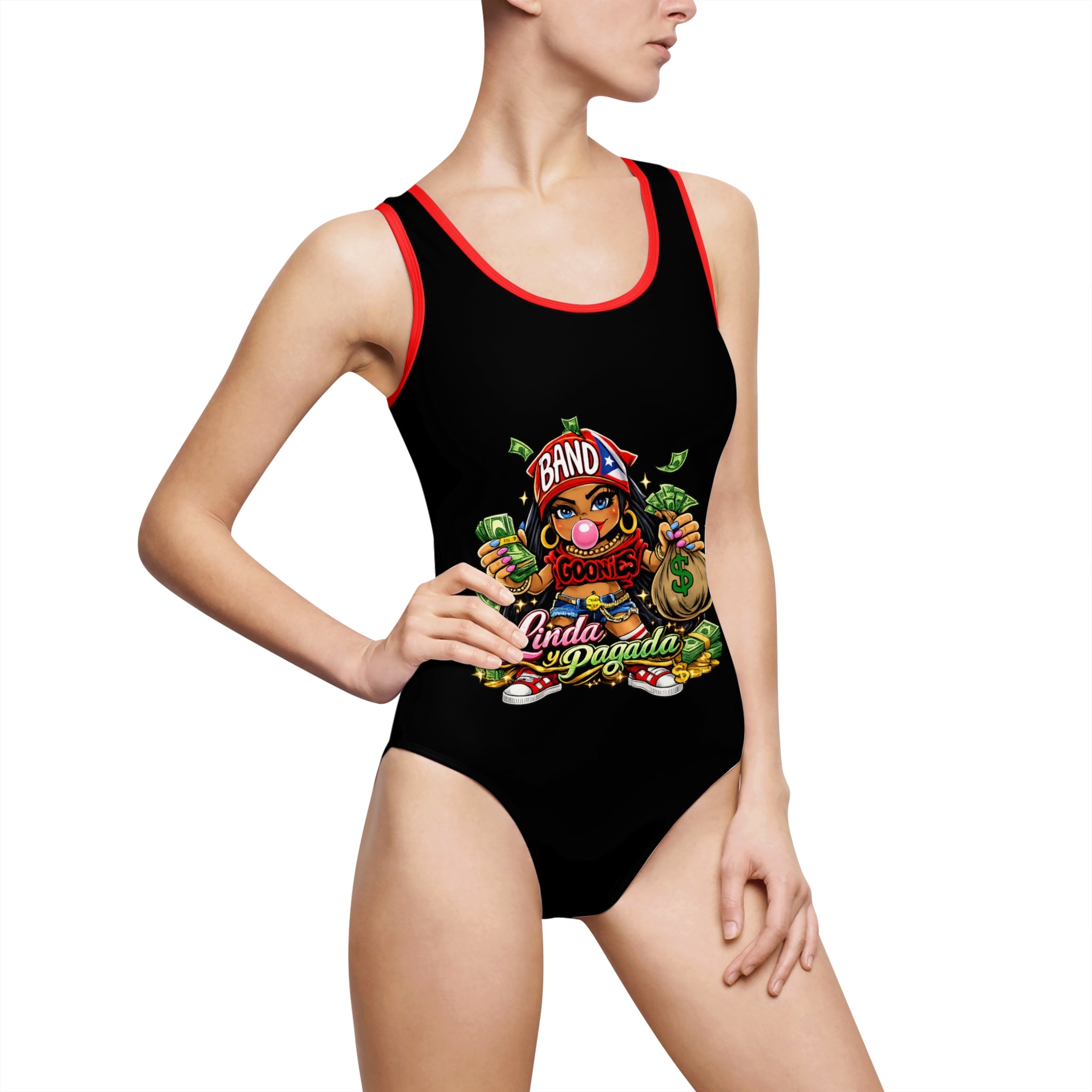 Women's Classic One-Piece Swimsuit | Red Girl Goonie "Linda y Pagada"