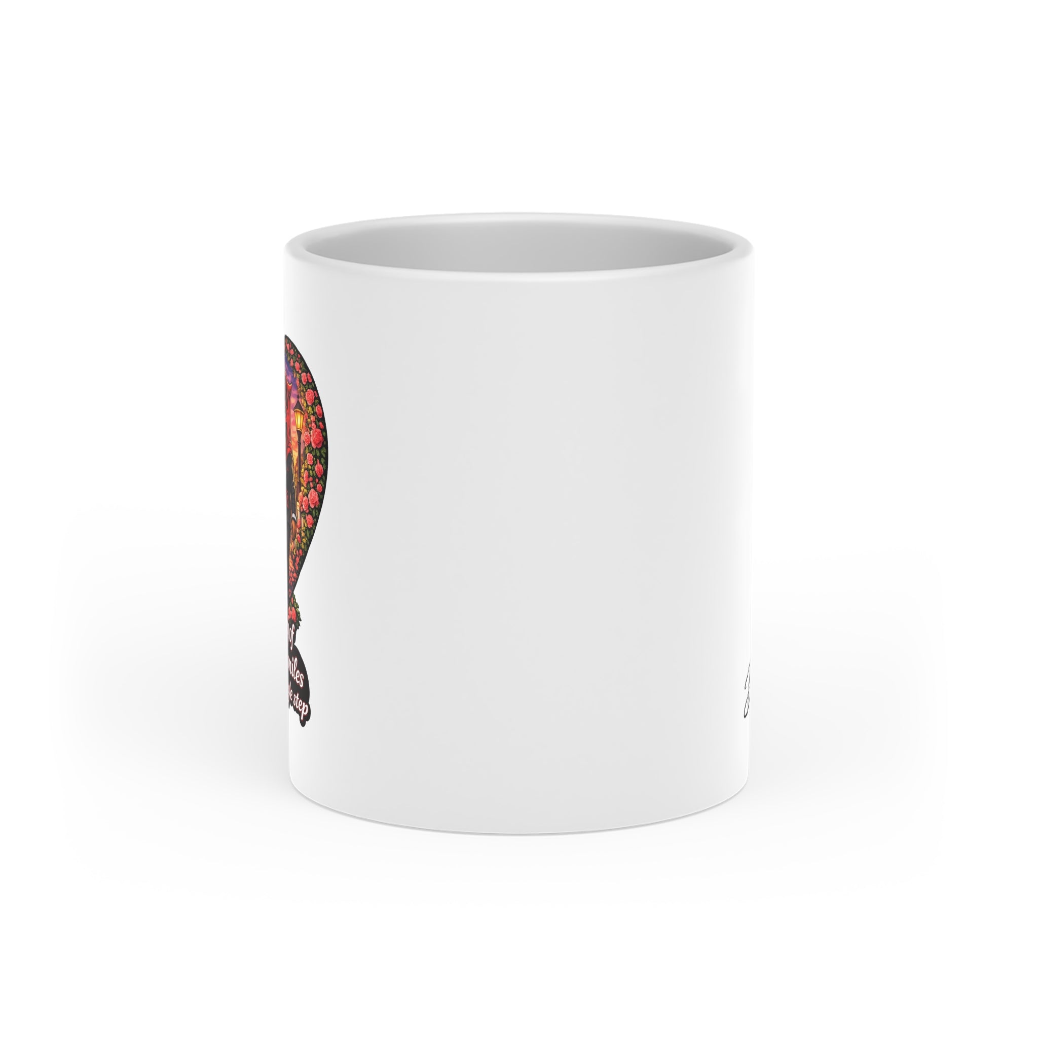 Heart-Shaped Mug | Red Goonie Couple "A Journey of a Thousand Miles Begins with a Single Step"