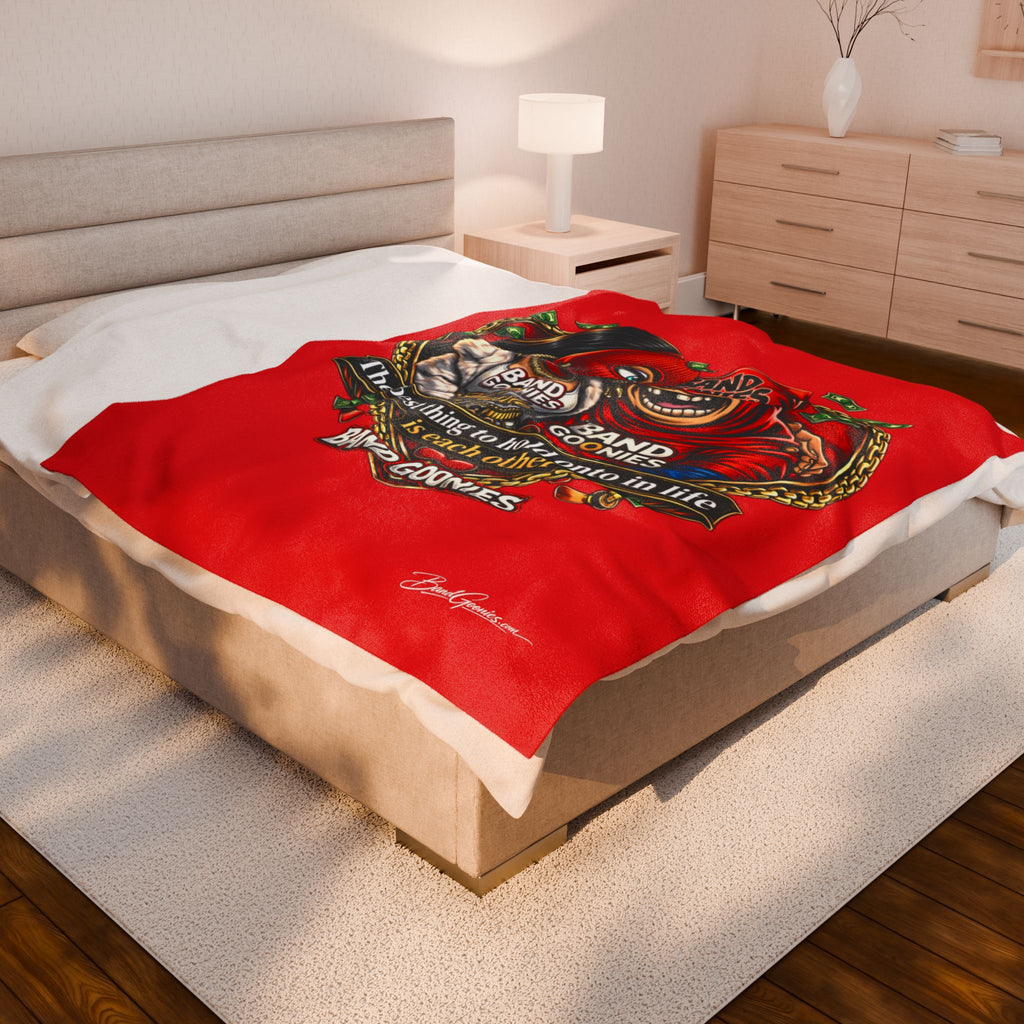 Love Velveteen Plush Blanket (Red) | Red Goonie Couple "A Journey of a Thousand Miles Begins with a Single Step"