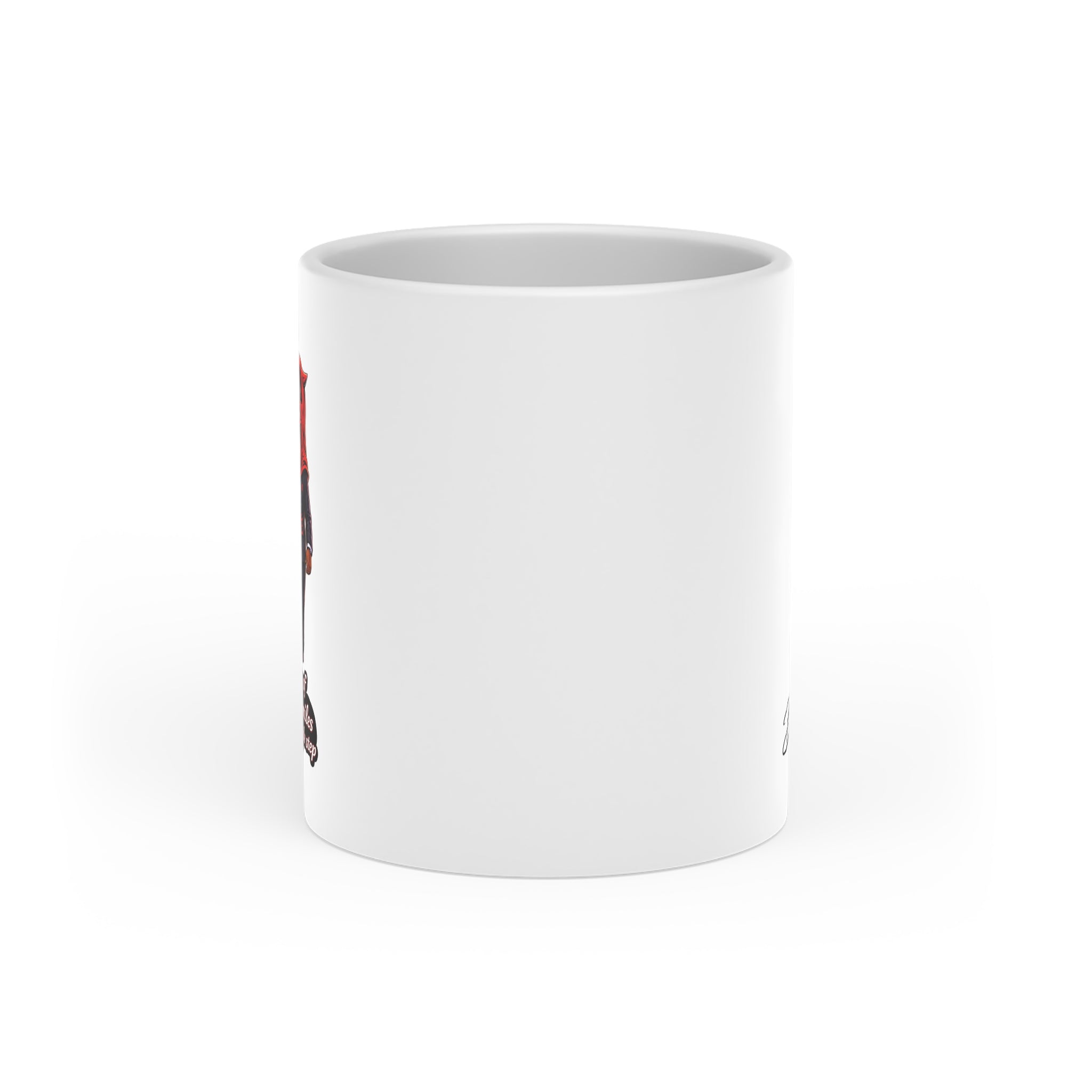 Heart-Shaped Mug (11 oz) | Red Goonie Couple "A Journey of a Thousand Miles Begins with a Single Step"
