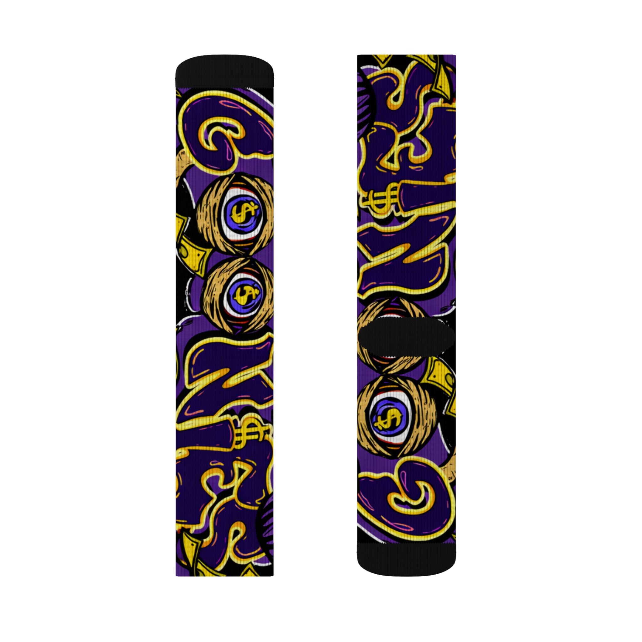 Purple & Yellow Band Goonie Socks