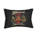 Polyester Pillow | Red Girl Goonie "Blessed, Not Lucky"