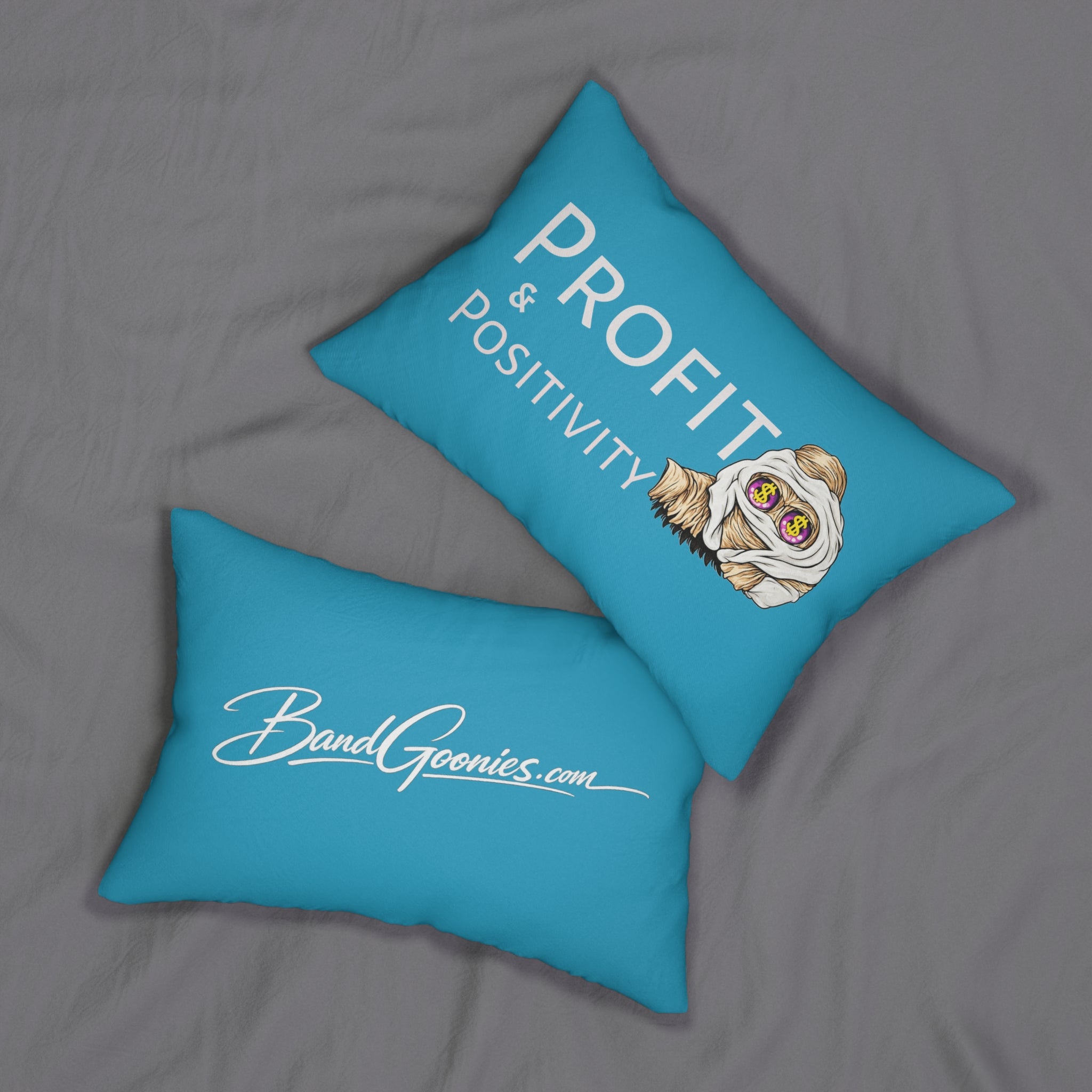 Polyester Pillow | OG Goonie "Profit & Positivity" (Turquoise)