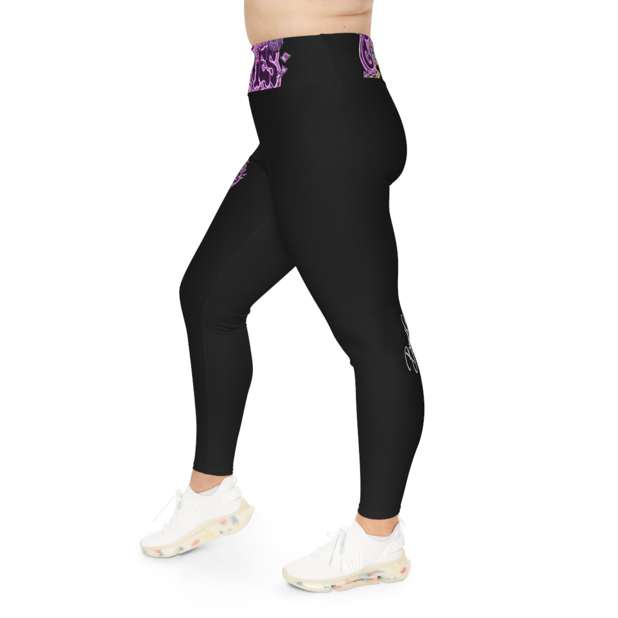 Plus Size Leggings (Black) | Purple Band Goonies