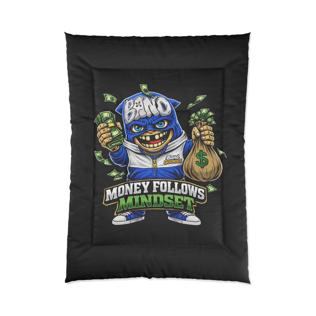 Comforter | Blue Goonie "Money Follows Mindset"