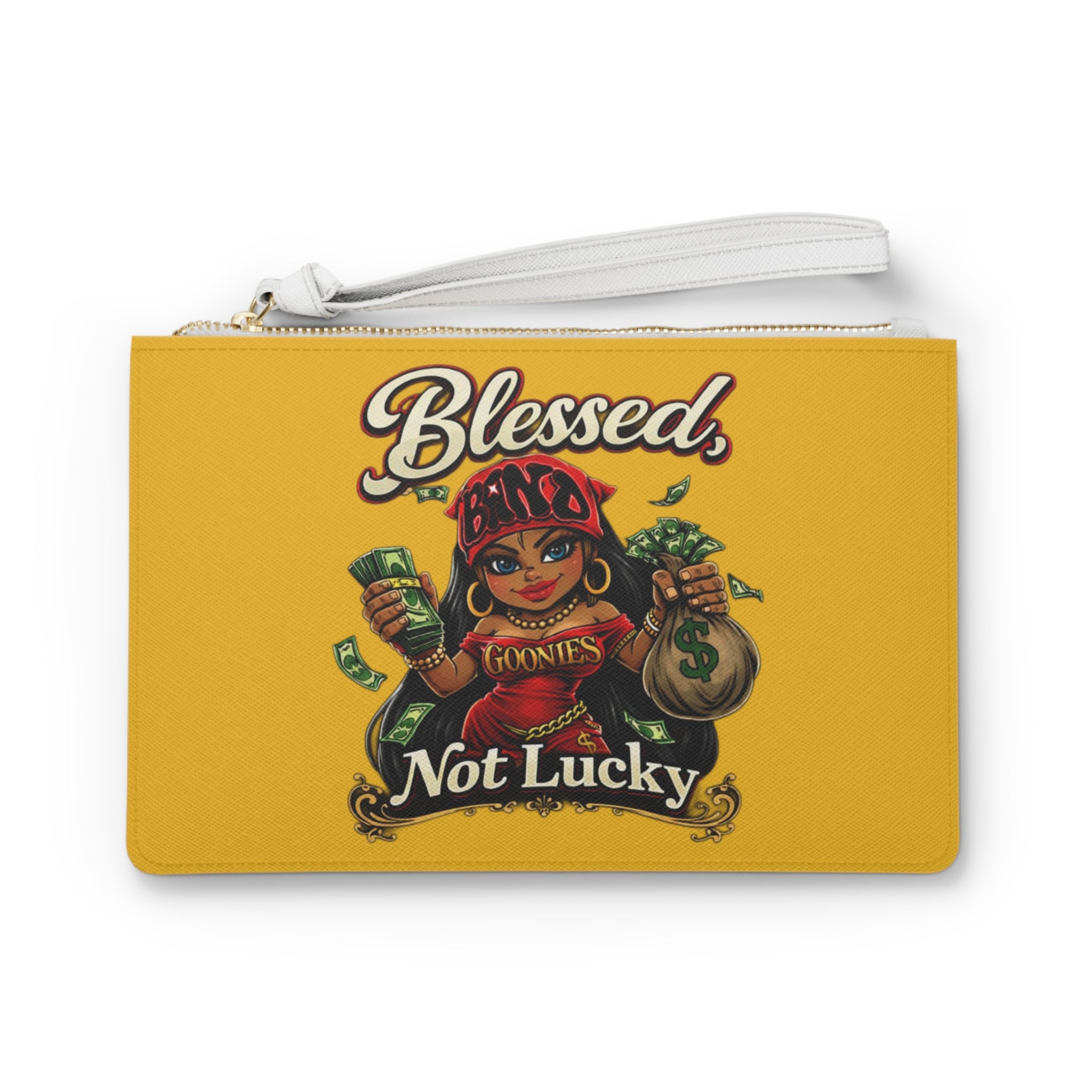 Clutch Bag | Red Girl Goonie "Blessed, Not Lucky"