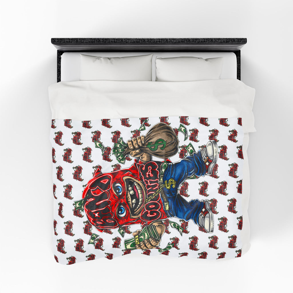 Velveteen Plush Blanket (White) | Red Goonie (60" x 80")