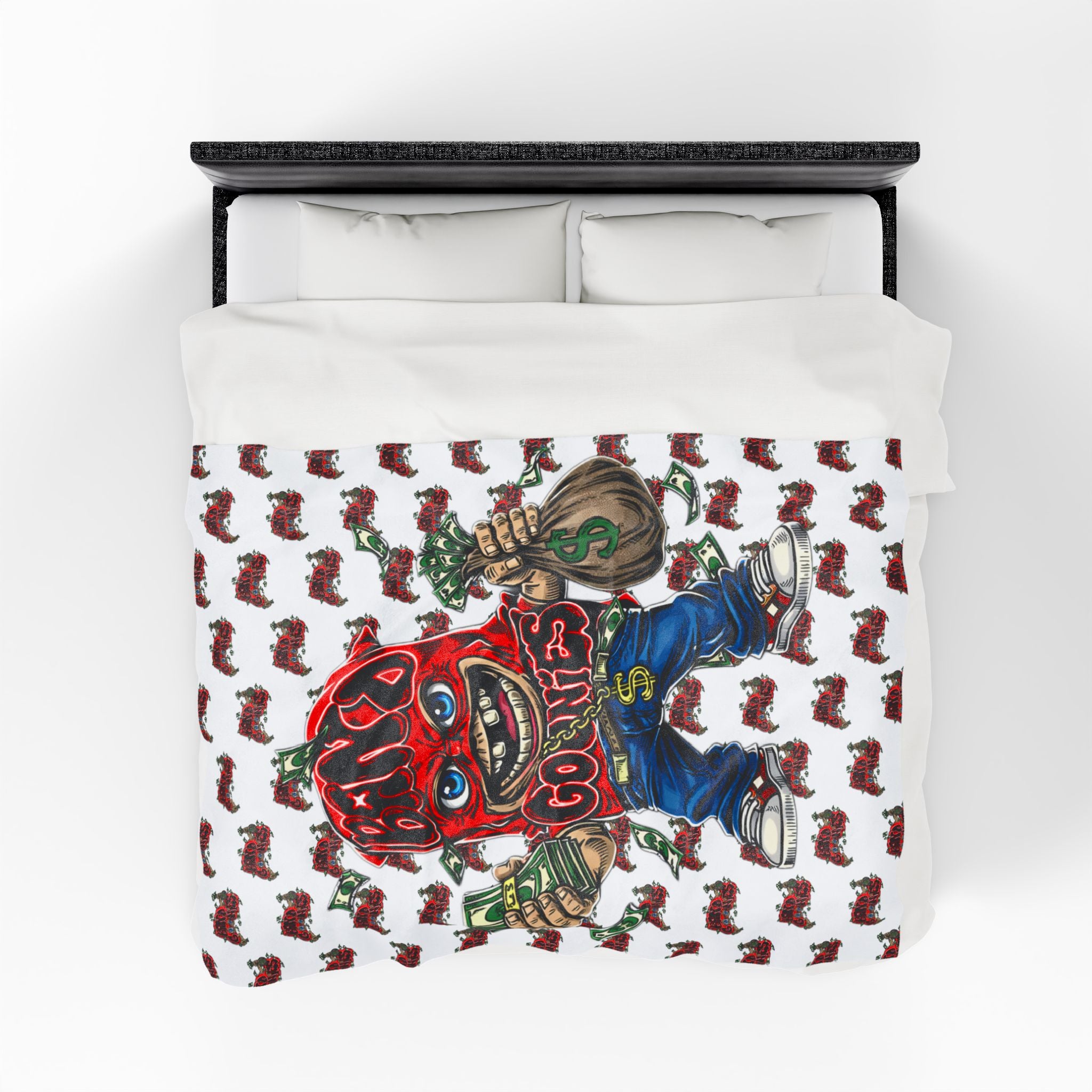 Velveteen Plush Blanket (White) | Red Goonie (60" x 80")