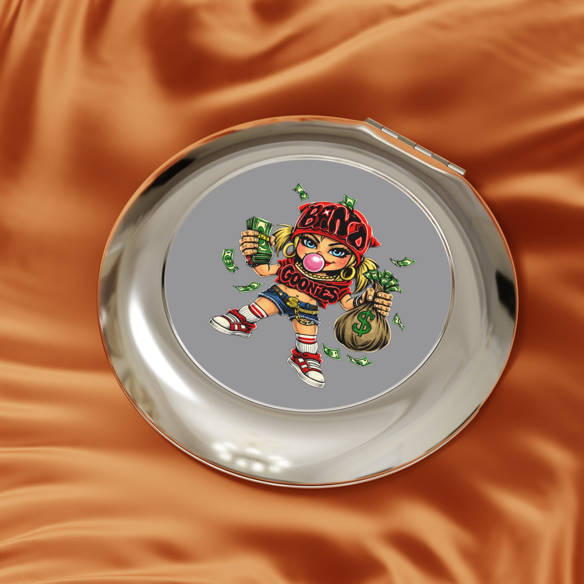 Compact Travel Mirror | Red Girl Goonie "Bubblegum Girl"