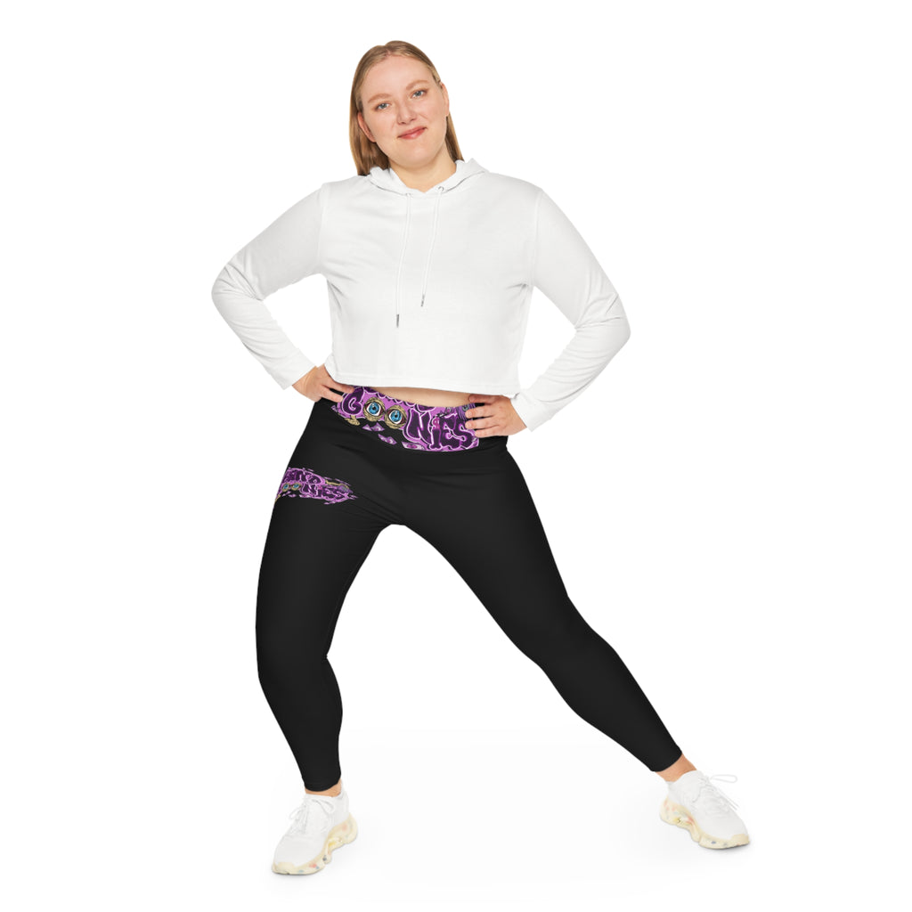 Plus Size Leggings (Black) | Purple Band Goonies