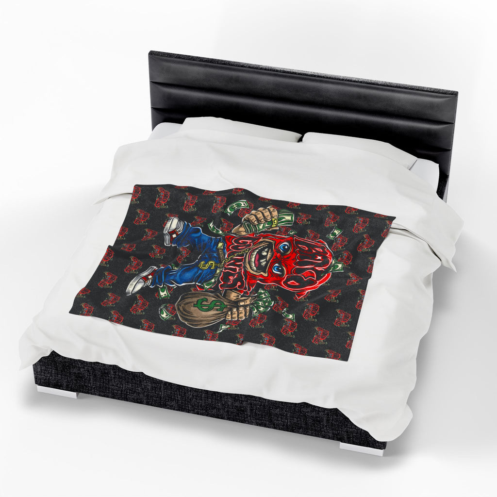 Velveteen Plush Blanket | Black & Red