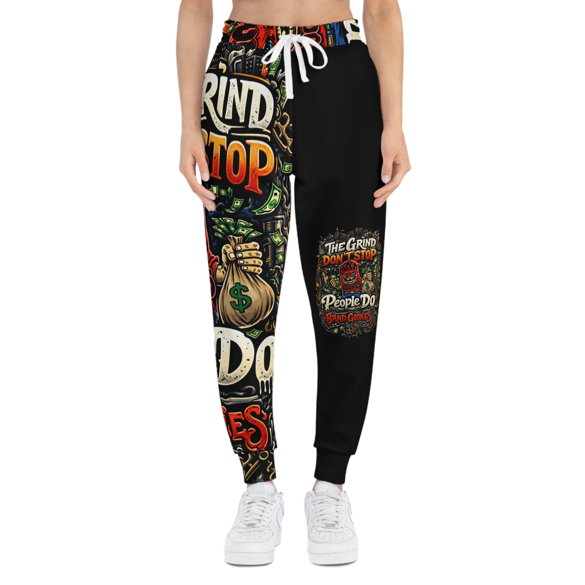 Athletic Joggers (Black) | Red Band Goonie "The Grind Don't Stop, People Do"