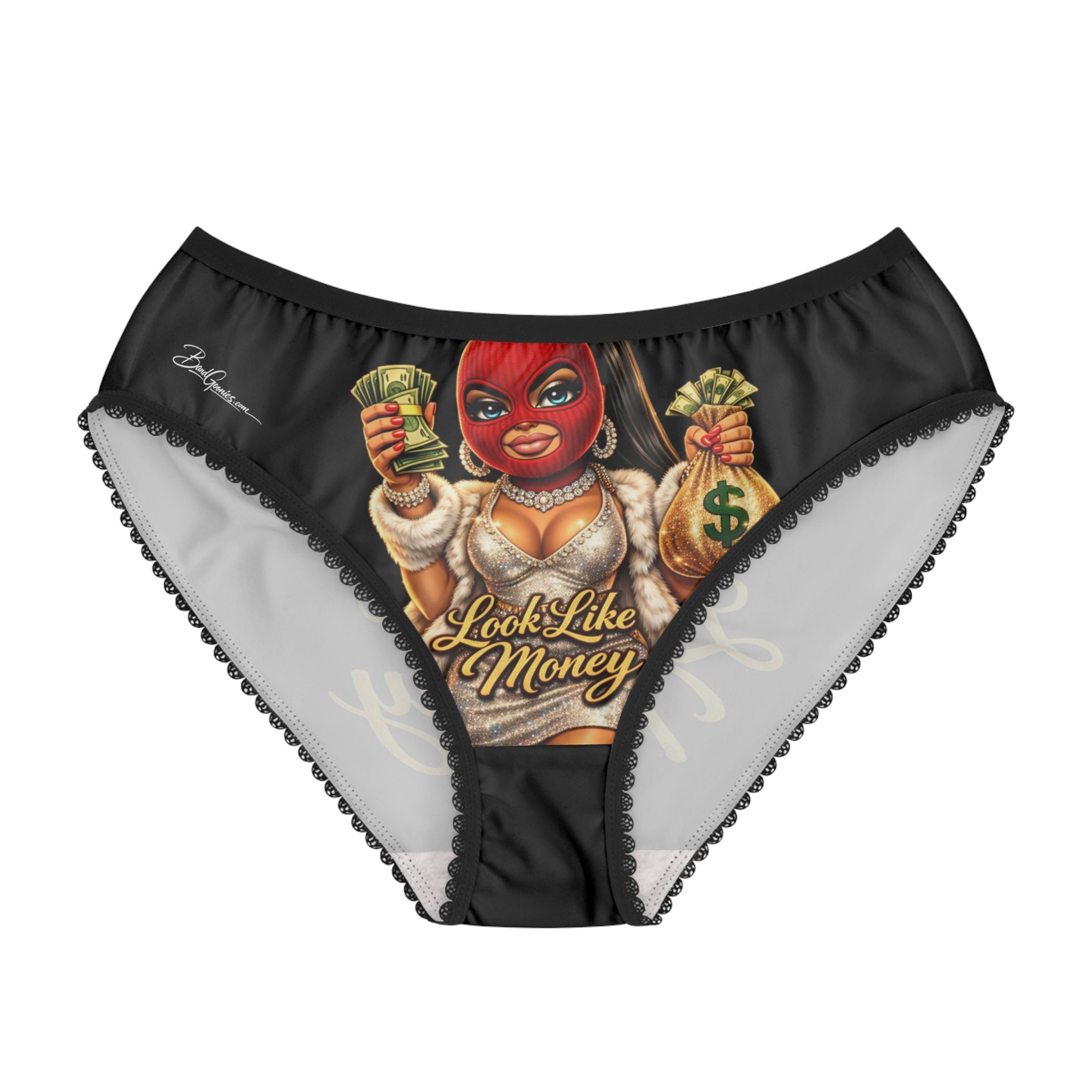 Women's Briefs (Black) | Red Girl Goonie "Look Like Money"