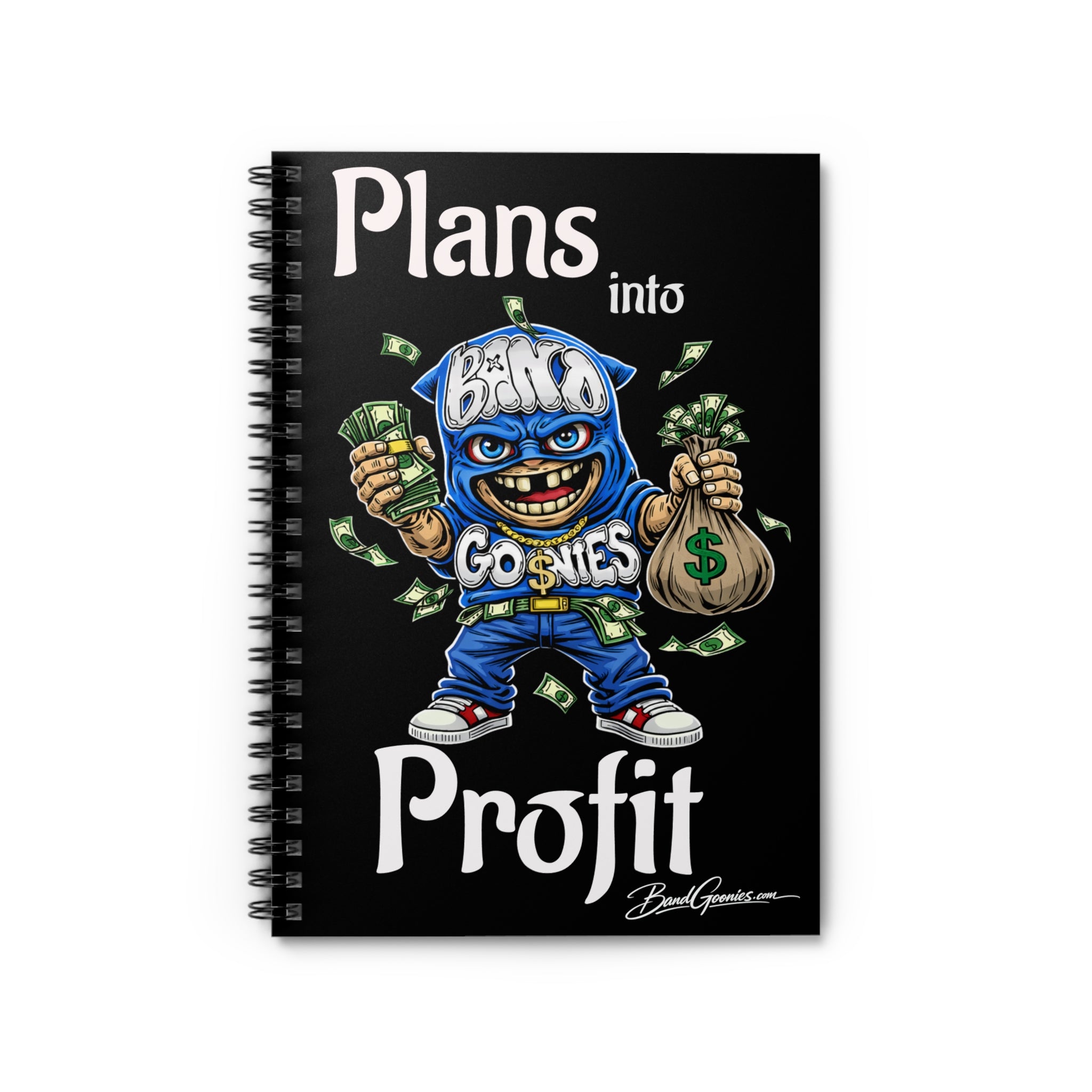 "Plans into Profit" Blue Goonie | Spiral Notebook - Ruled Line (59 Sheets)