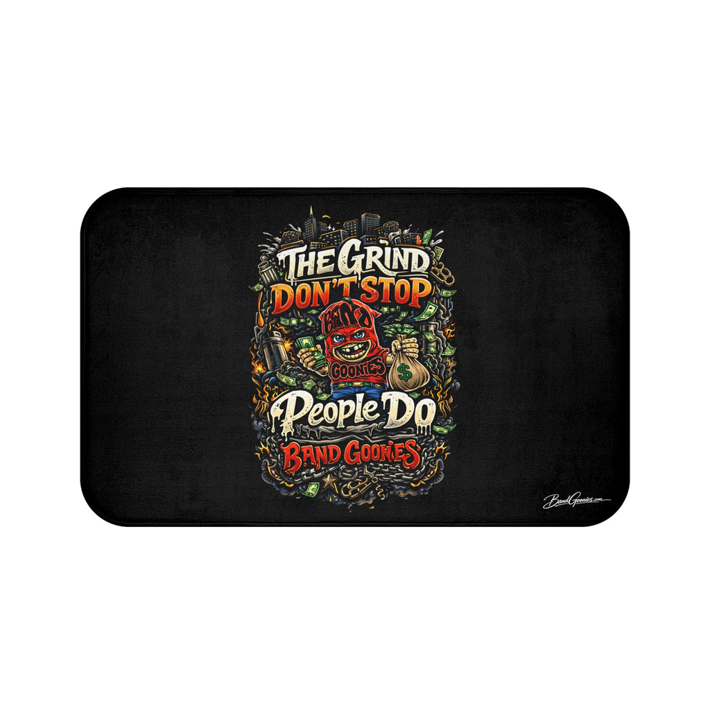 Bathroom Shower Mat | Red Goonie "The Grind Don't, Stop people Do"