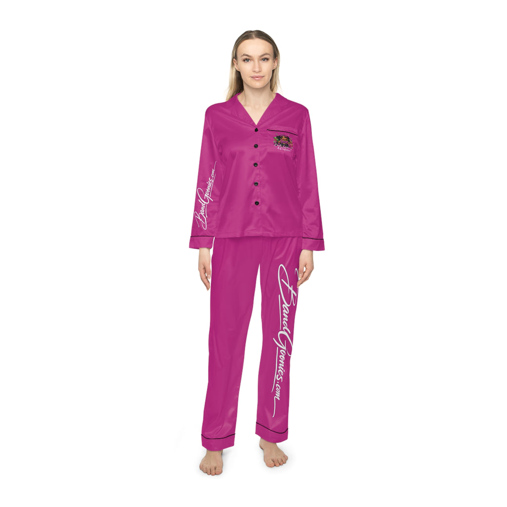 Women's Satin Pajamas | Pink Girl Goonie " Cash, Lashes & Confidence"