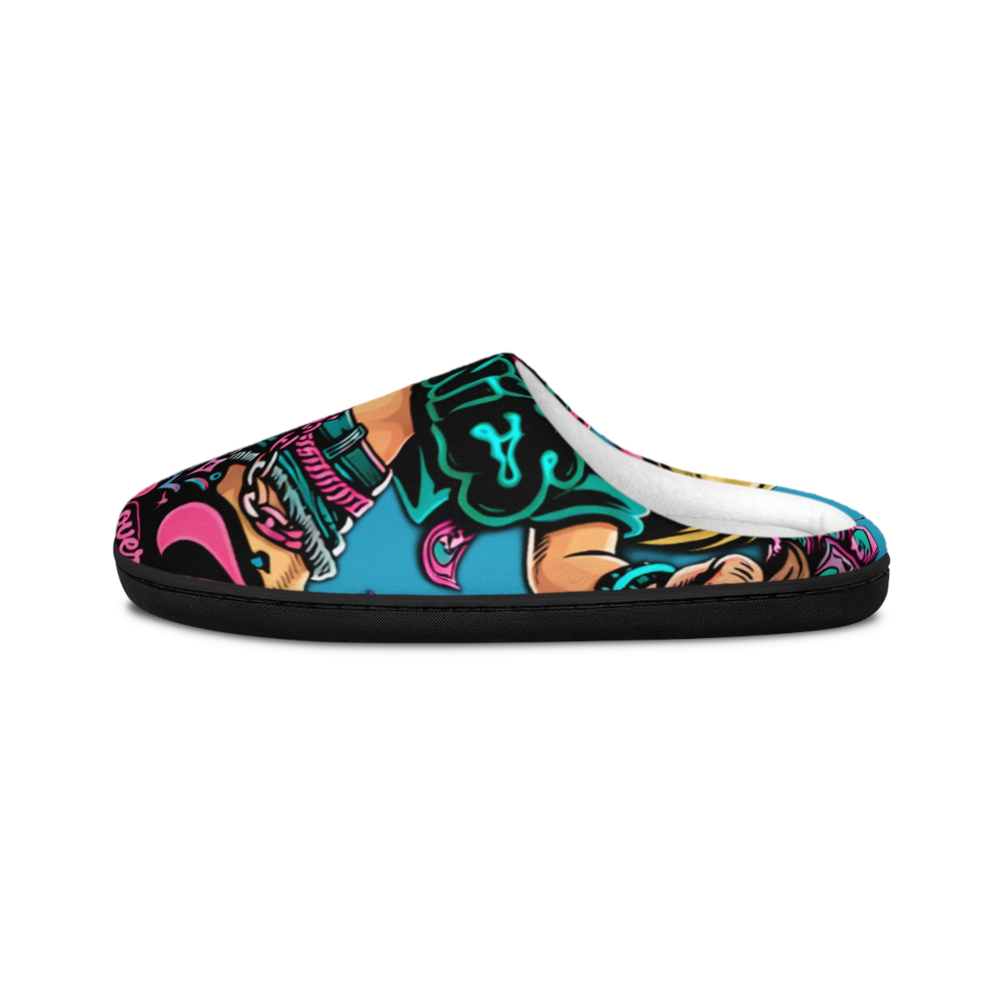 Men's Indoor Slippers | Pink & Teal Girl Goonie "Hustle over Hype"