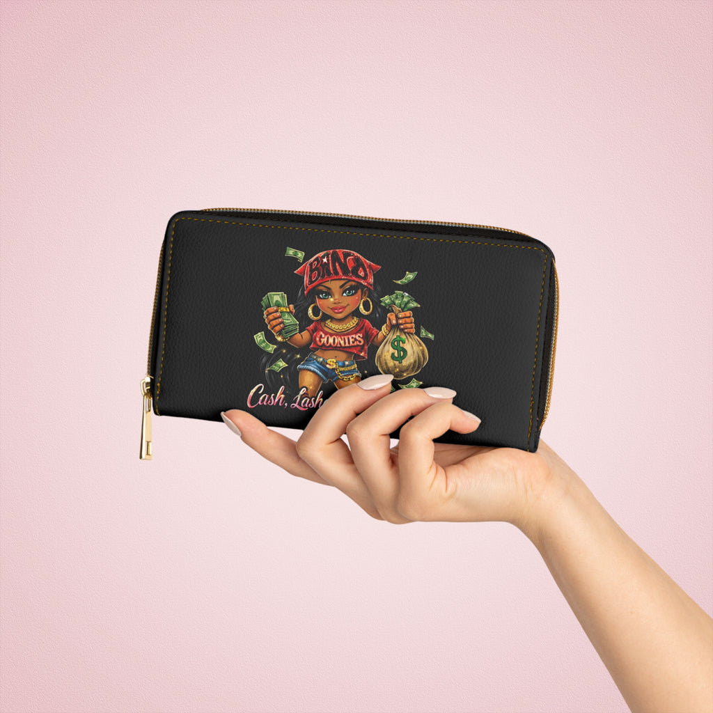 Zipper Wallet | Red Girl Goonie "Cash, Lashes & Confidence"