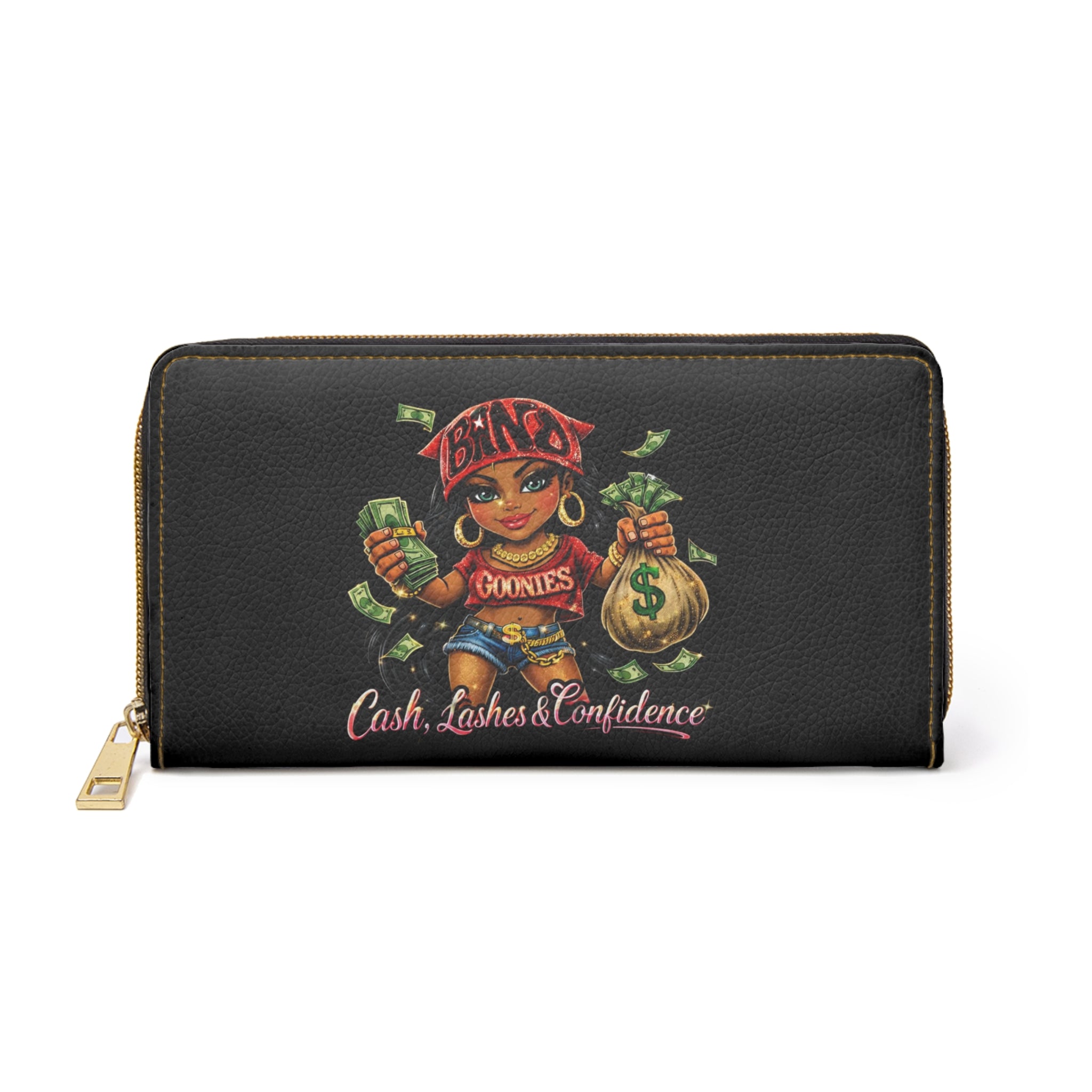 Zipper Wallet | Red Girl Goonie "Cash, Lashes & Confidence"
