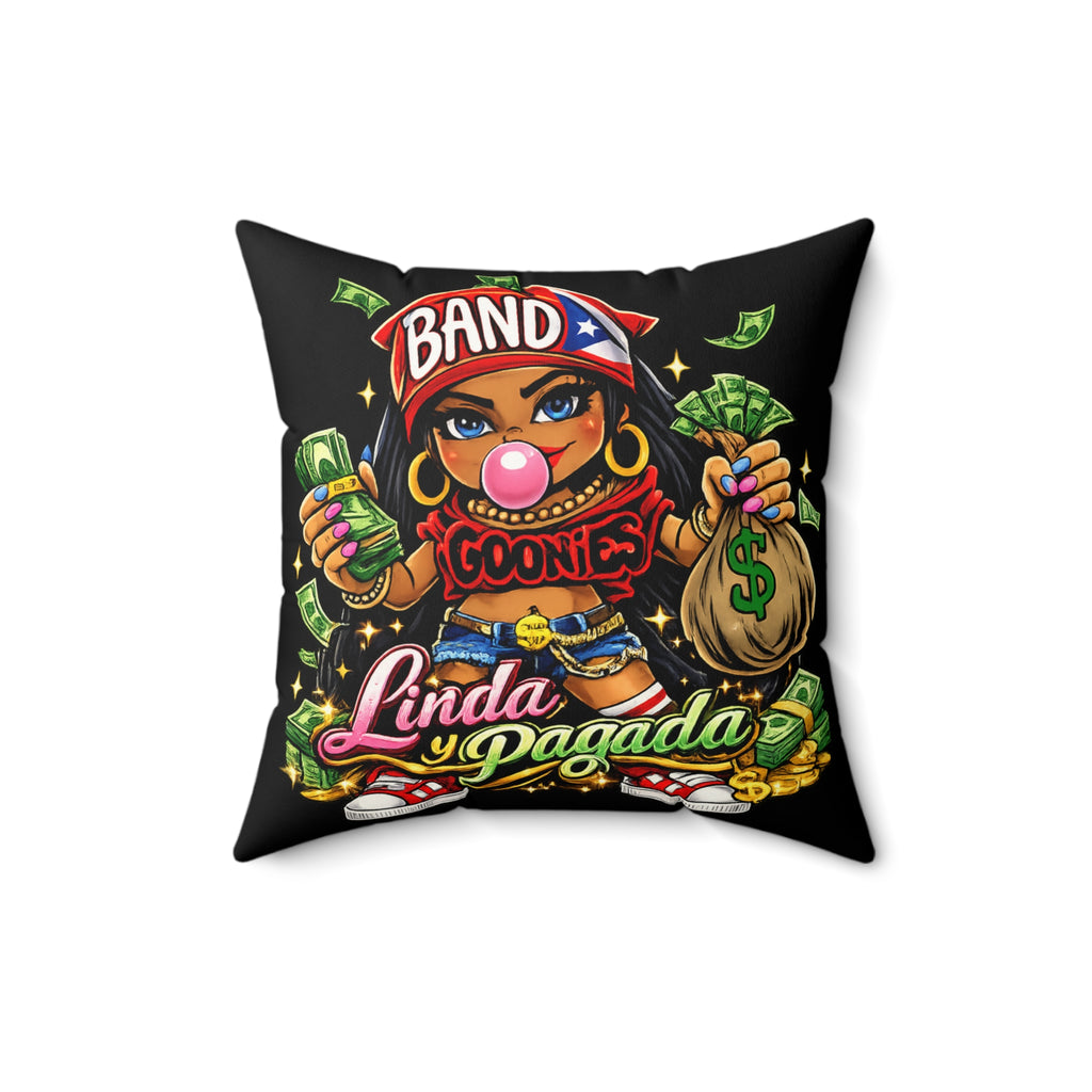 Faux Suede Square Pillow | Red Girl Goonie "Linda y Pagada"