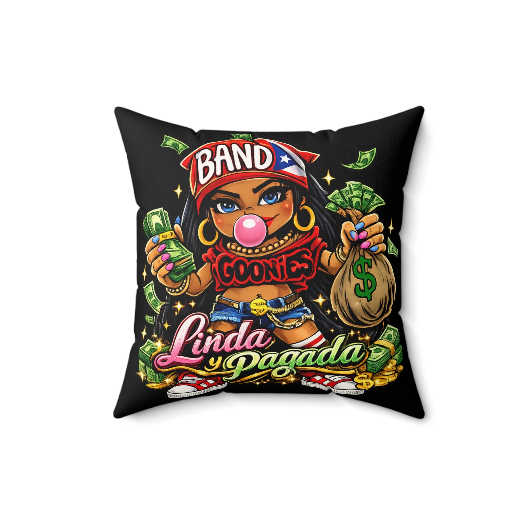 Faux Suede Square Pillow | Red Girl Goonie "Linda y Pagada"