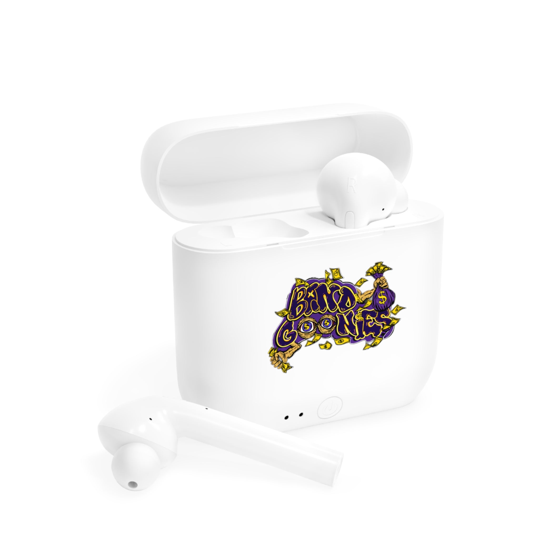 Purple & Yellow Band Goonies Wireless Earbuds