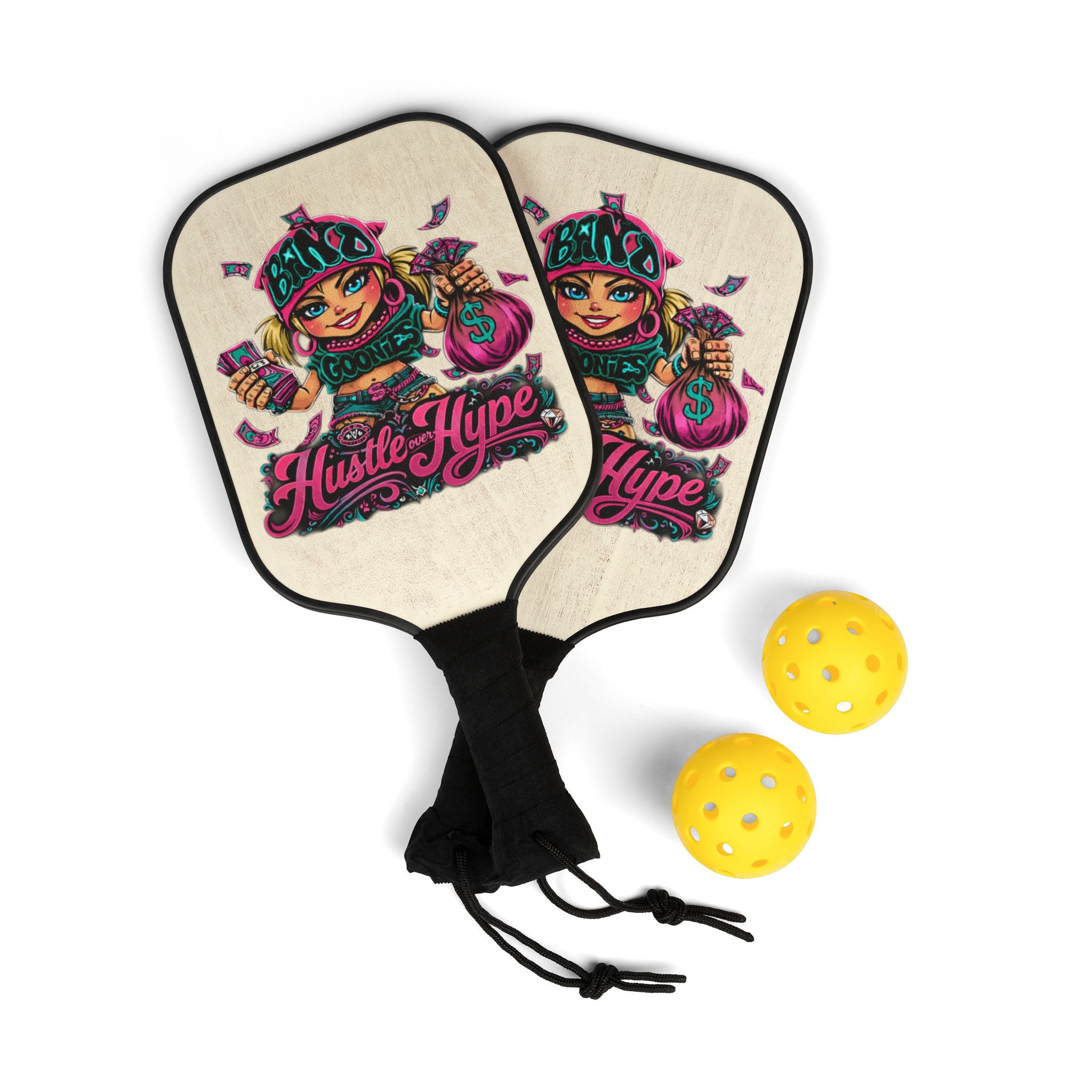 Pickleball Kit | Pink & Teal Girl Goonie "Hustle over Hype"
