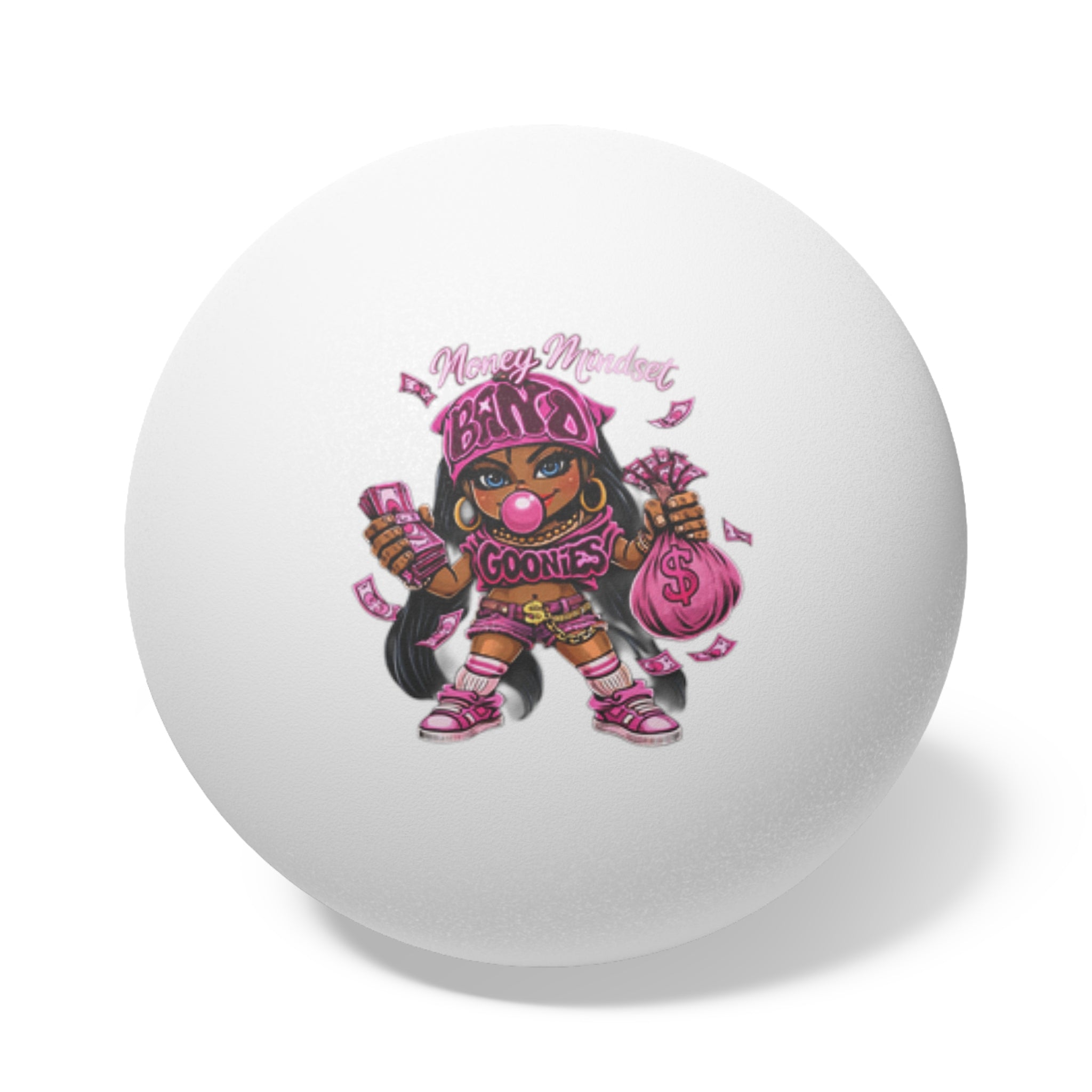 Ping Pong Balls, 6 pcs | Pink Girl Goonie "Money Mindset"