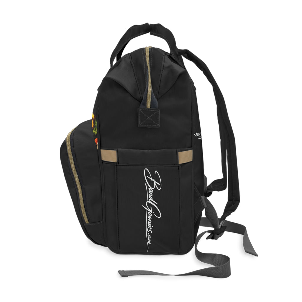 Multifunctional Diaper Backpack (Black) | Safari BG Babies "Parrots & Pape"