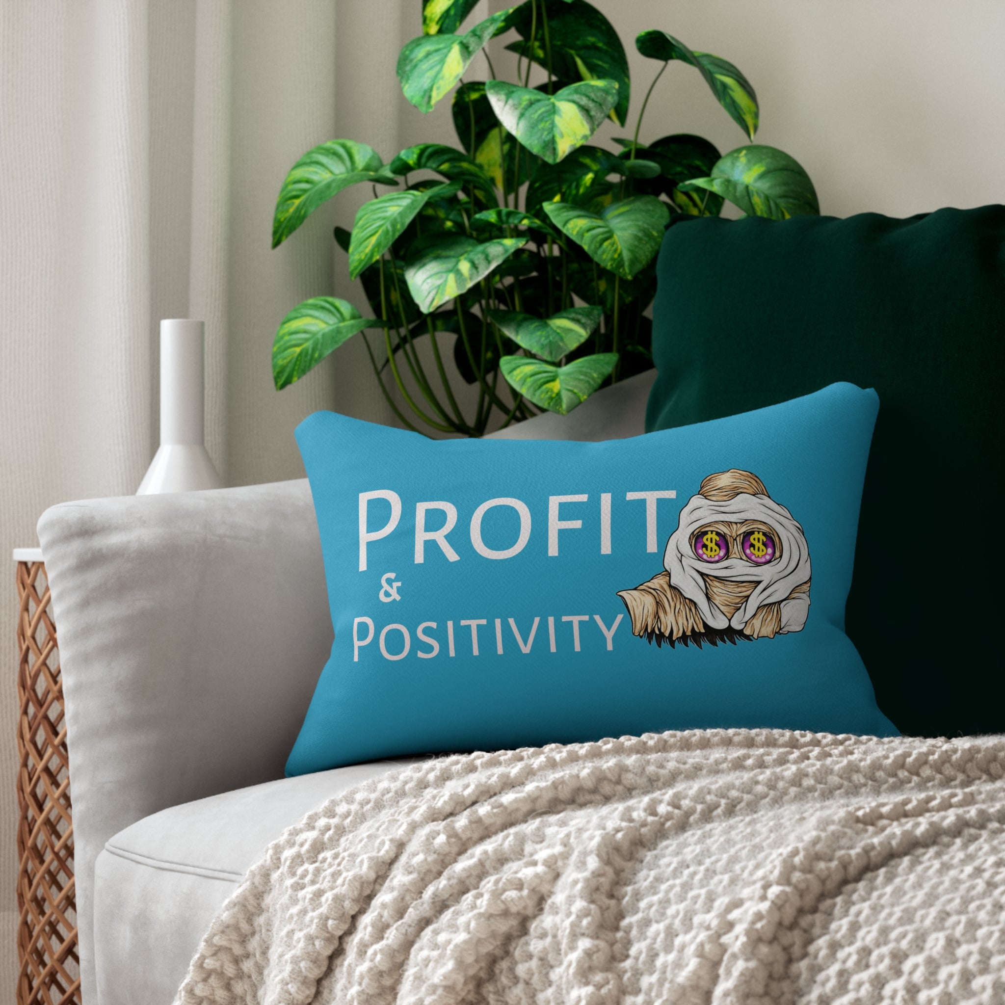 Polyester Pillow | OG Goonie "Profit & Positivity" (Turquoise)