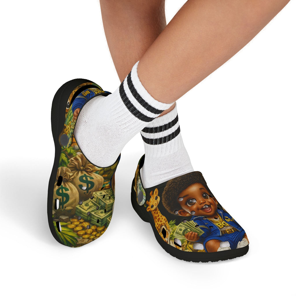 Kid's Foam Clogs (Black) | Safari BG Babies "Parrots & Pape"