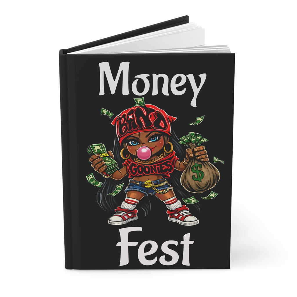 Hardcover Journal Matte Finish | "Money Fest" Red Girl Goonie (75 Sheets)