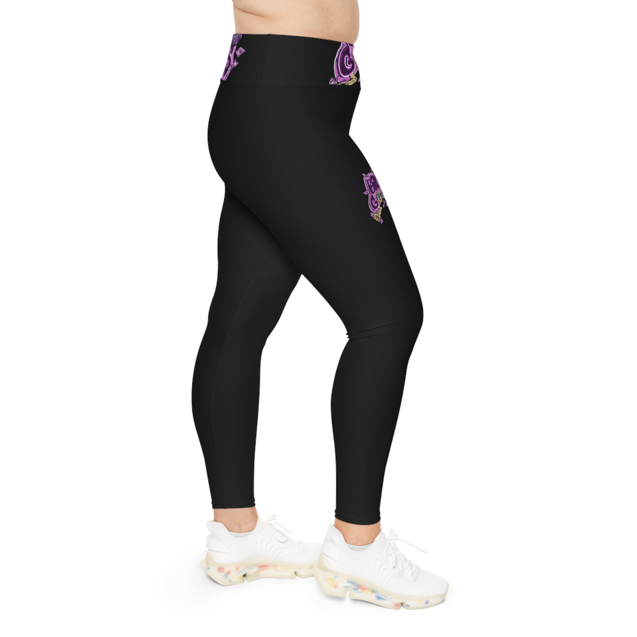 Plus Size Leggings (Black) | Purple Band Goonies