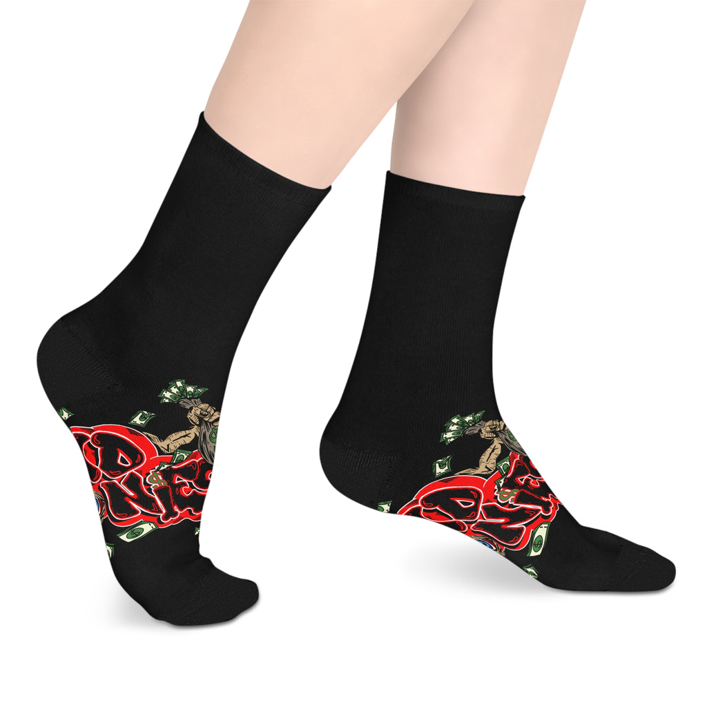 Black & Red Mid-length Socks