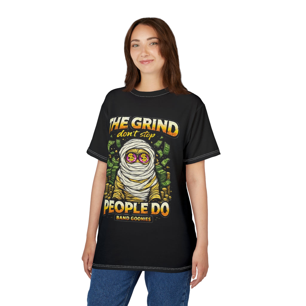 Unisex Cut & Sew T-Shirt | OG Goonie "The Grind Dont Stop, People Do"