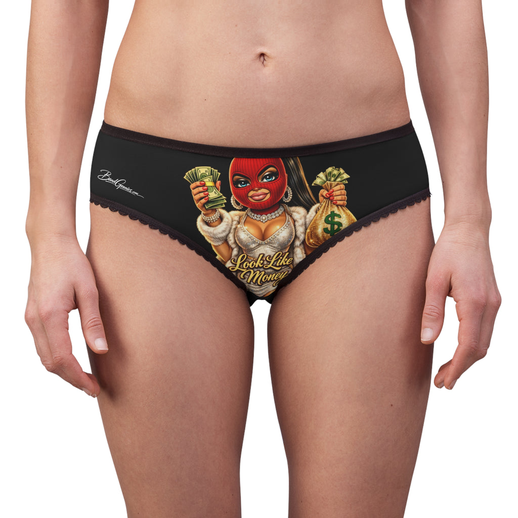 Women's Briefs (Black) | Red Girl Goonie "Look Like Money"