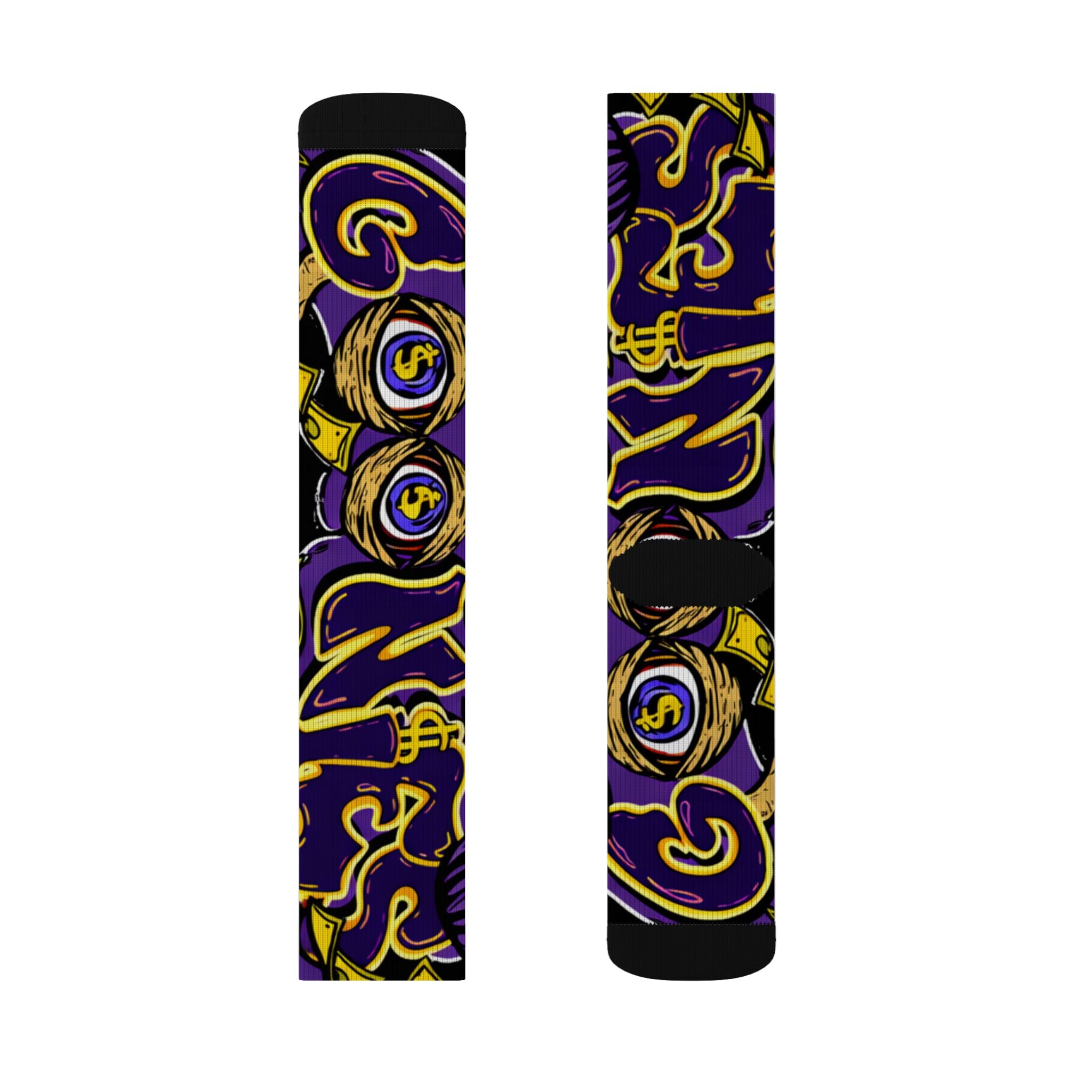 Purple & Yellow Band Goonie Socks