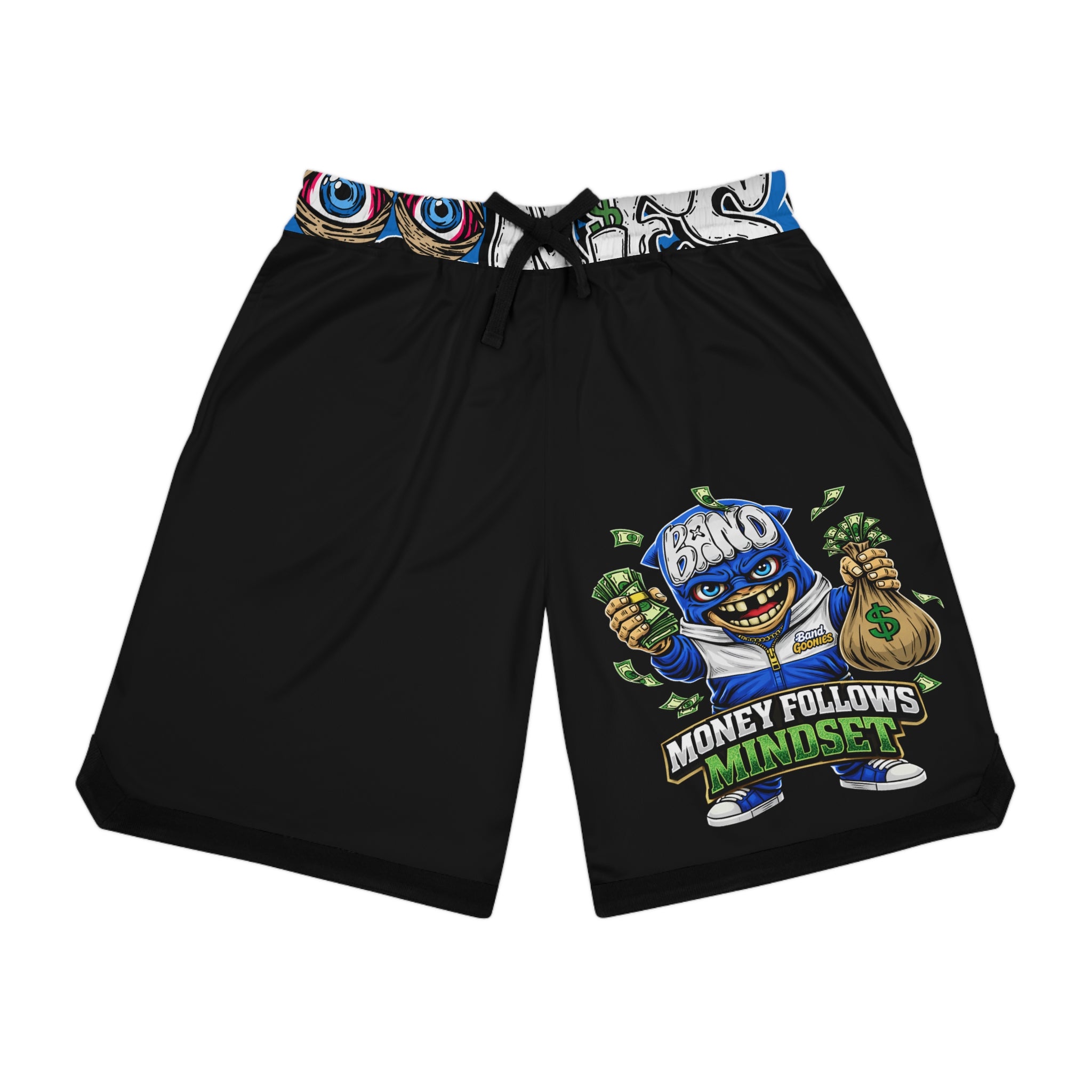 Basketball Rib Shorts (Black) | Blue Goonie "Money Follows Mindset"
