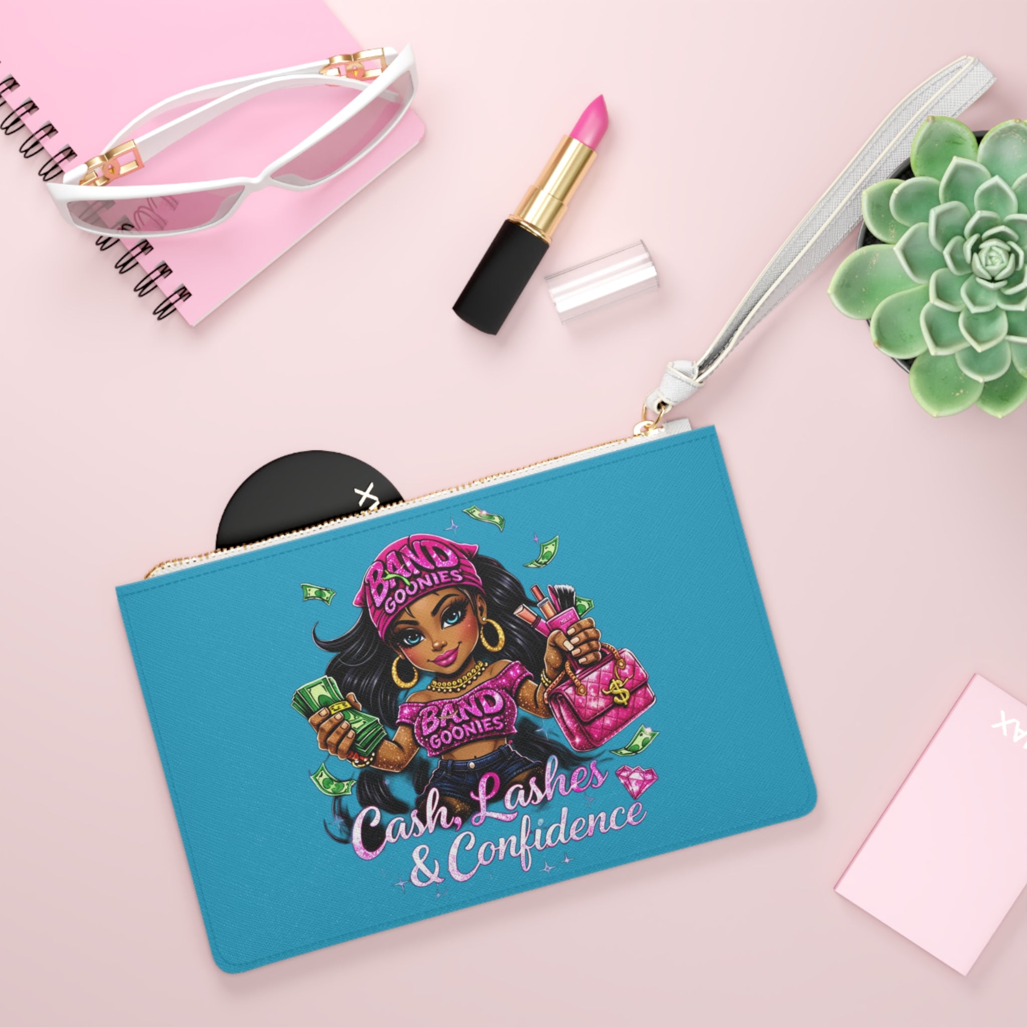 Clutch Bag | Pink Girl Goonie "Cash, Lashes & Confidence"