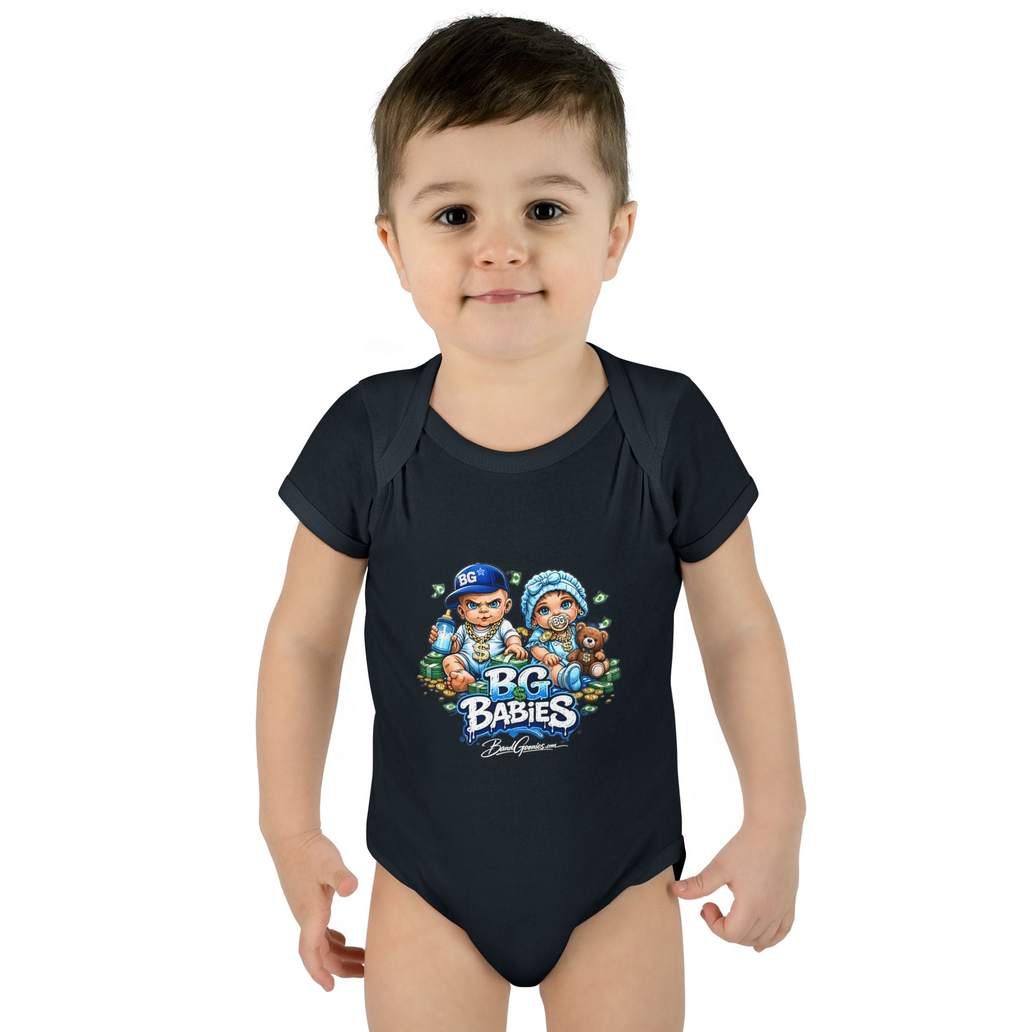 Infant Baby Rib Bodysuit | Blue BG Babies "Double Trouble"
