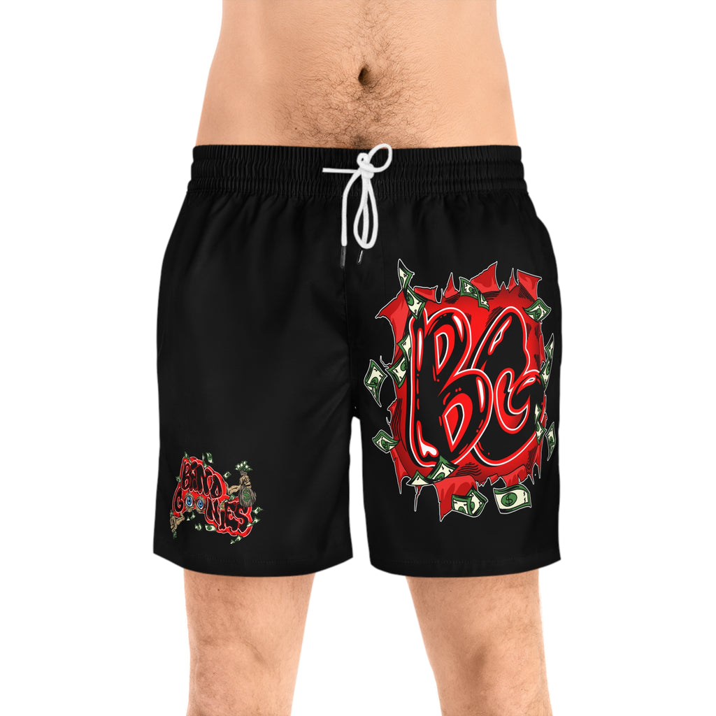 Men's Mid-Length Swim Shorts | Red & Black