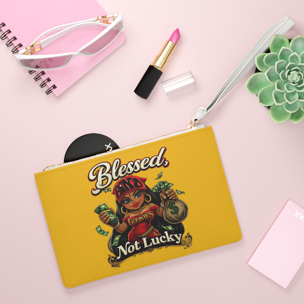 Clutch Bag | Red Girl Goonie "Blessed, Not Lucky"
