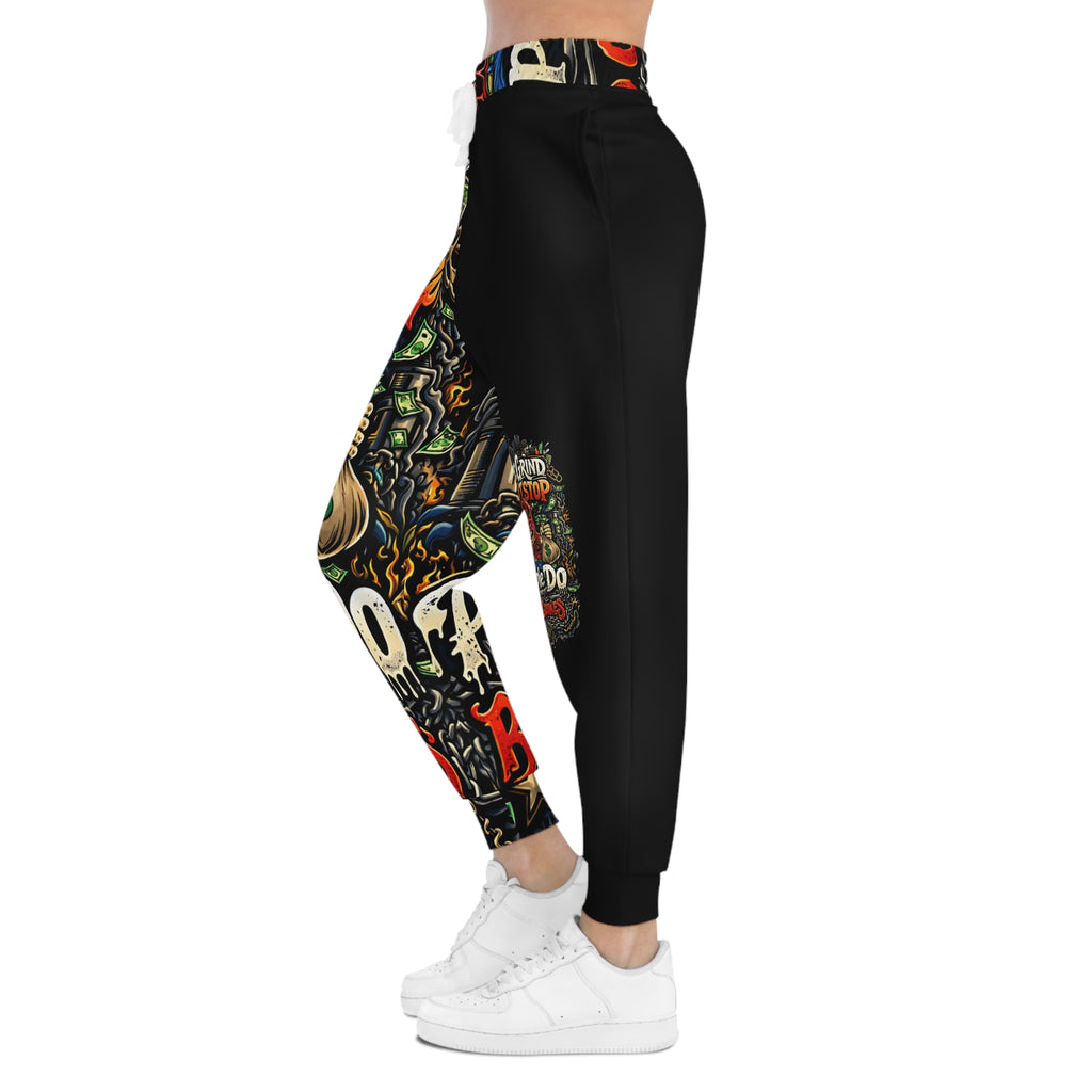 Athletic Joggers (Black) | Red Band Goonie "The Grind Don't Stop, People Do"