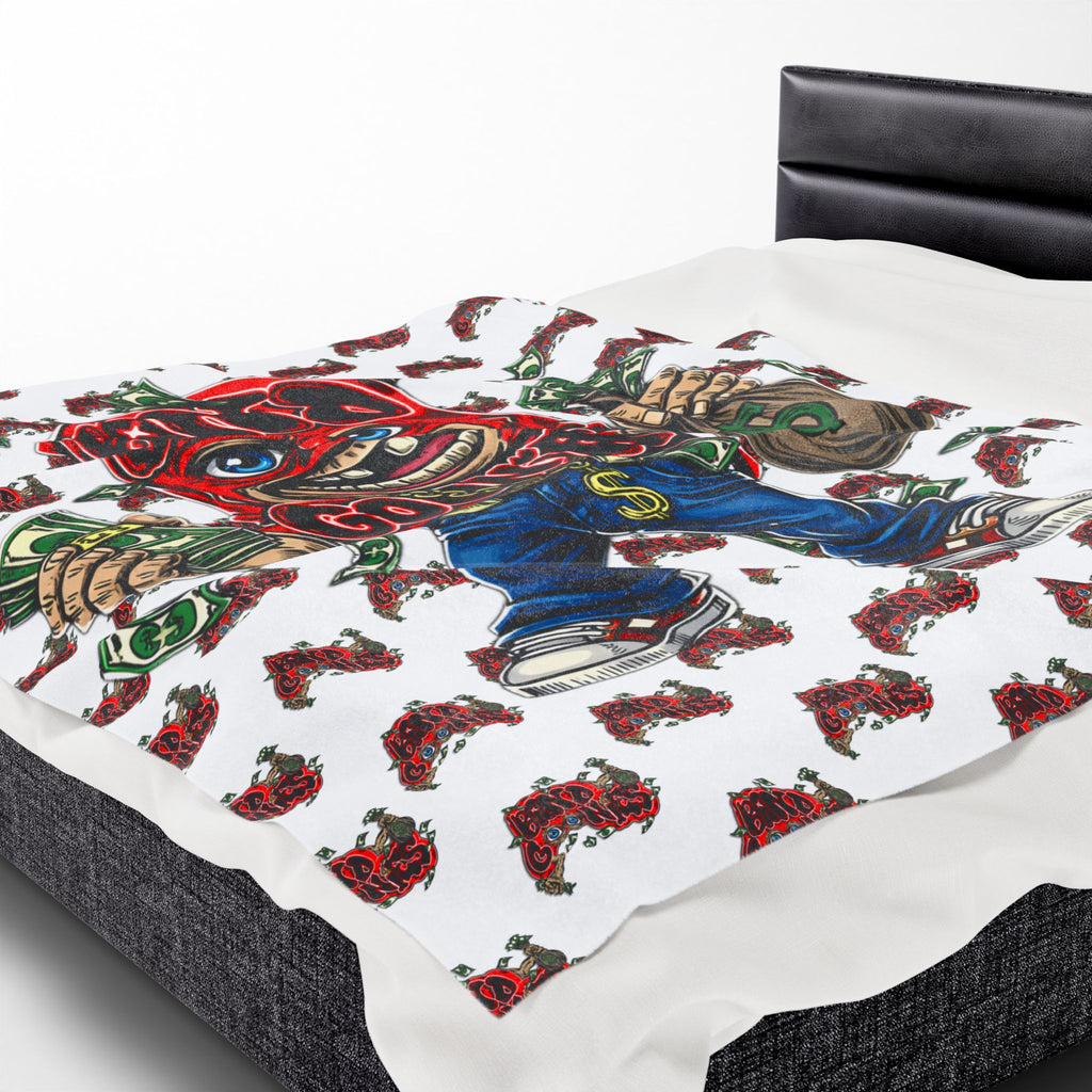 Velveteen Plush Blanket (White) | Red Goonie (60" x 80")